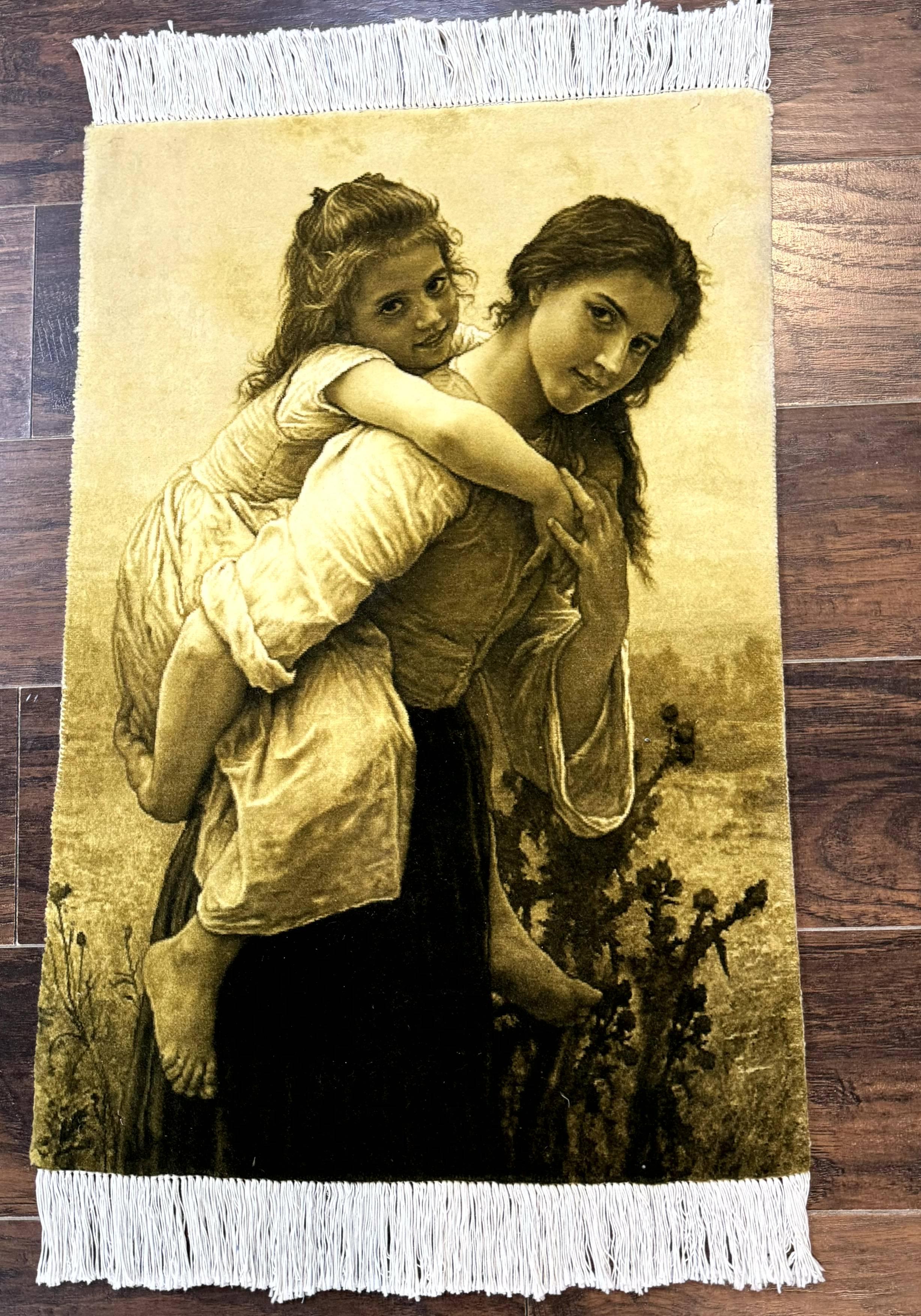 Persian Pictorial Rug 2x3, Very Fine 380 KPSI, Persian Tabriz Rug - Jewel Rugs