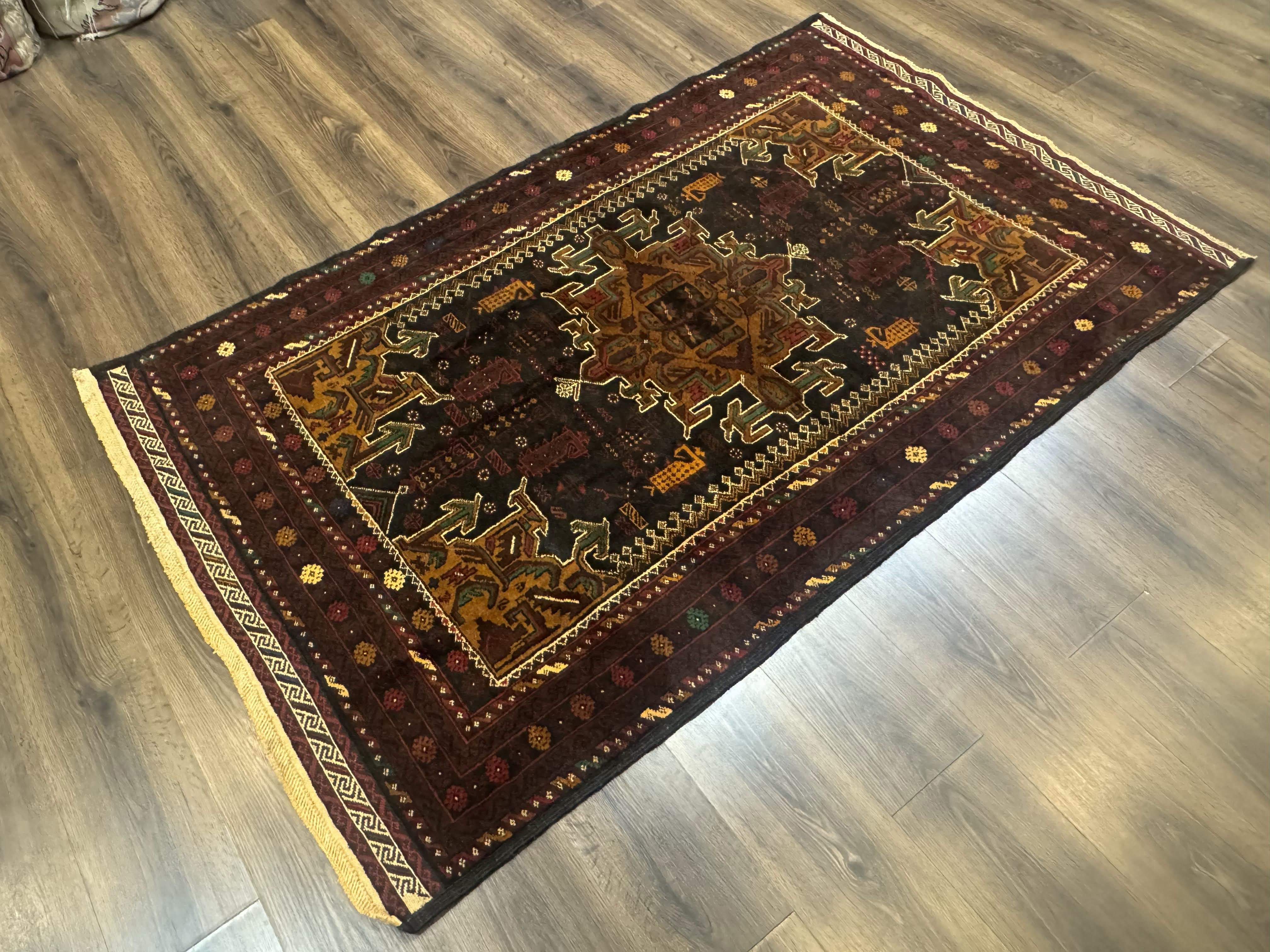Persian Baluch Rug 4x7, Hand-Knotted Wool Tribal Carpet - Jewel Rugs