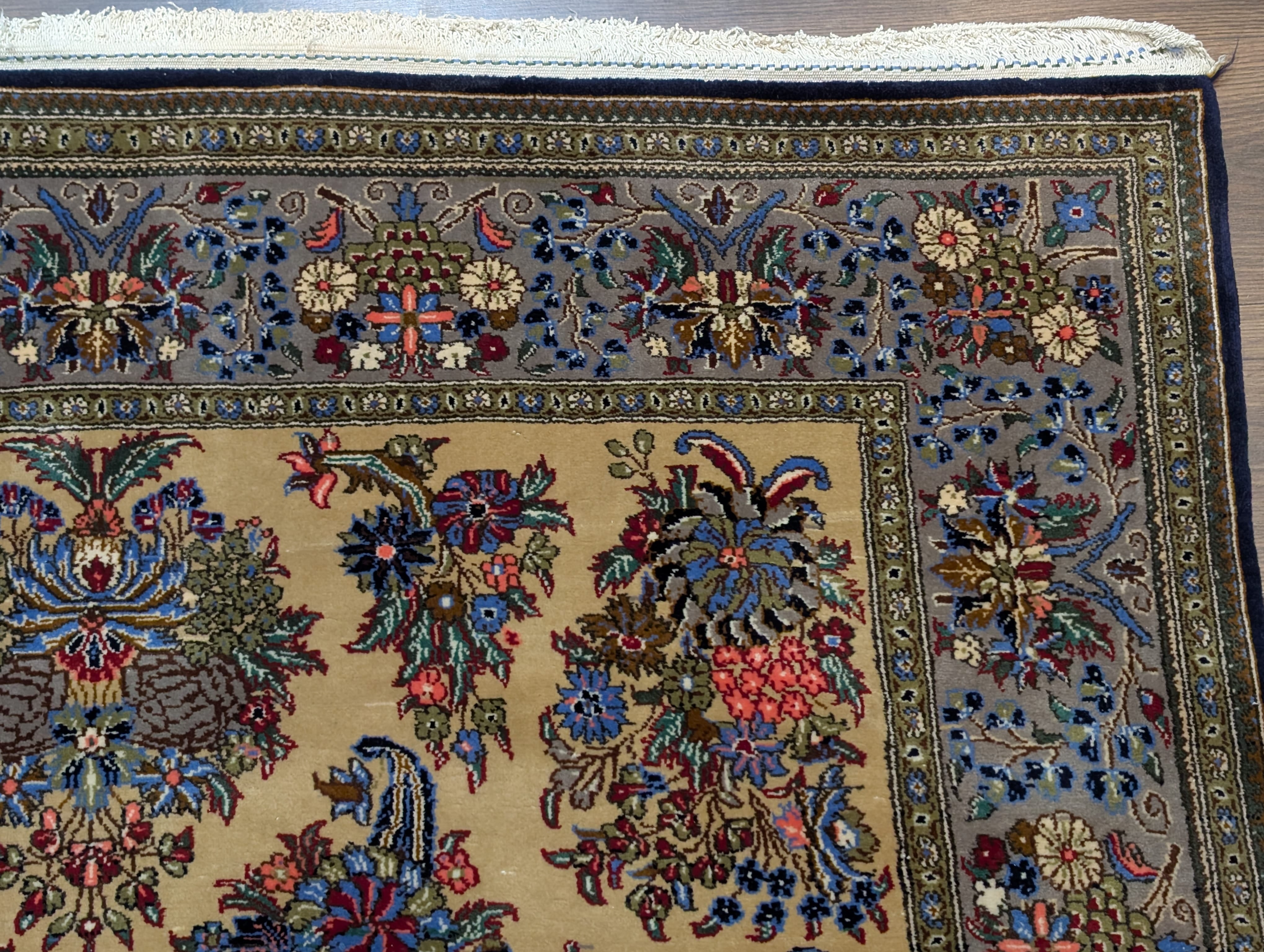 Persian Qum Rug 5x7, Floral, Tan & Multicolor - Jewel Rugs