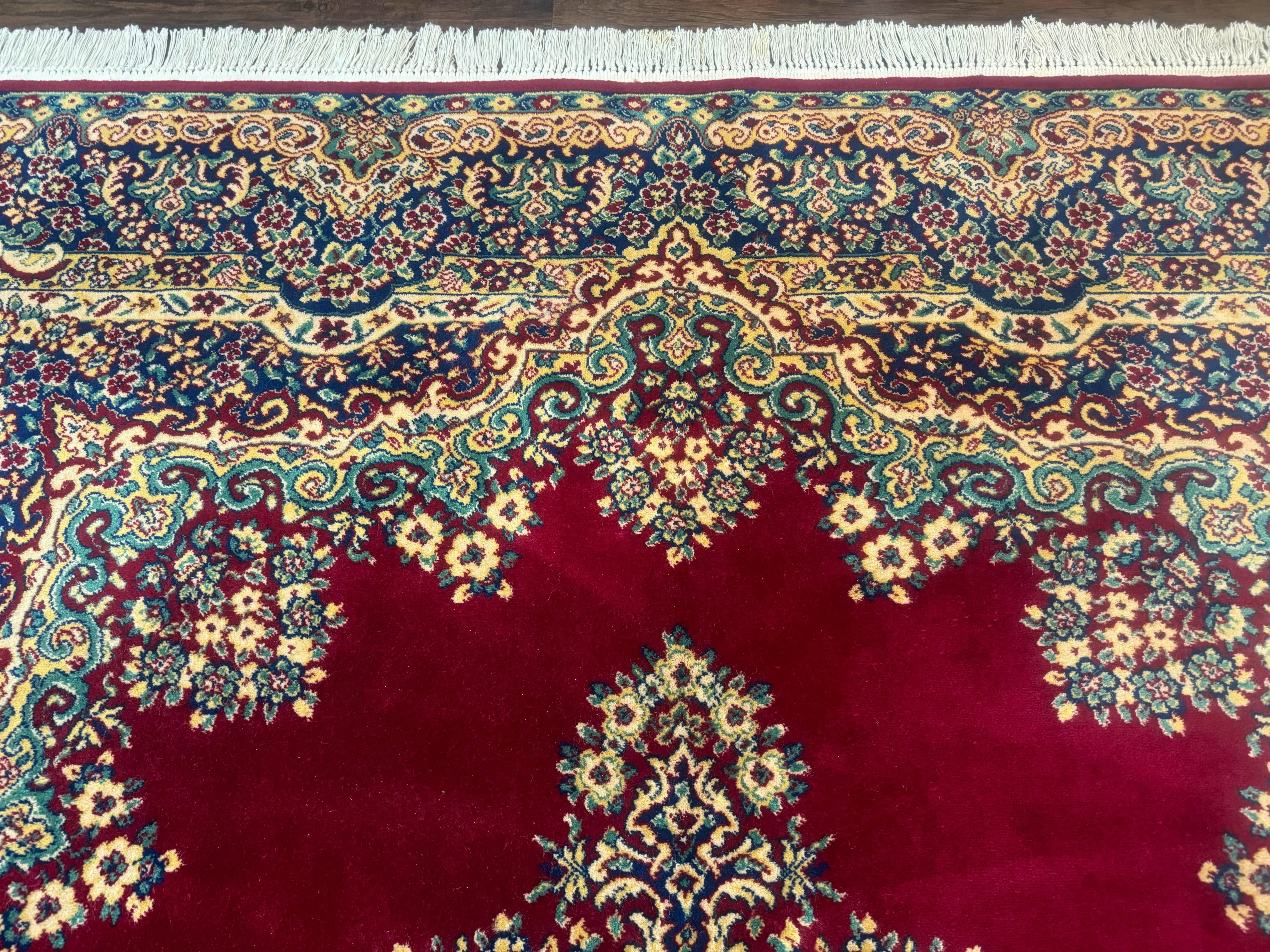 Power Loomed Persian Oriental Rug 9x12, Vintage Wool Pile, Kirman Design - Jewel Rugs