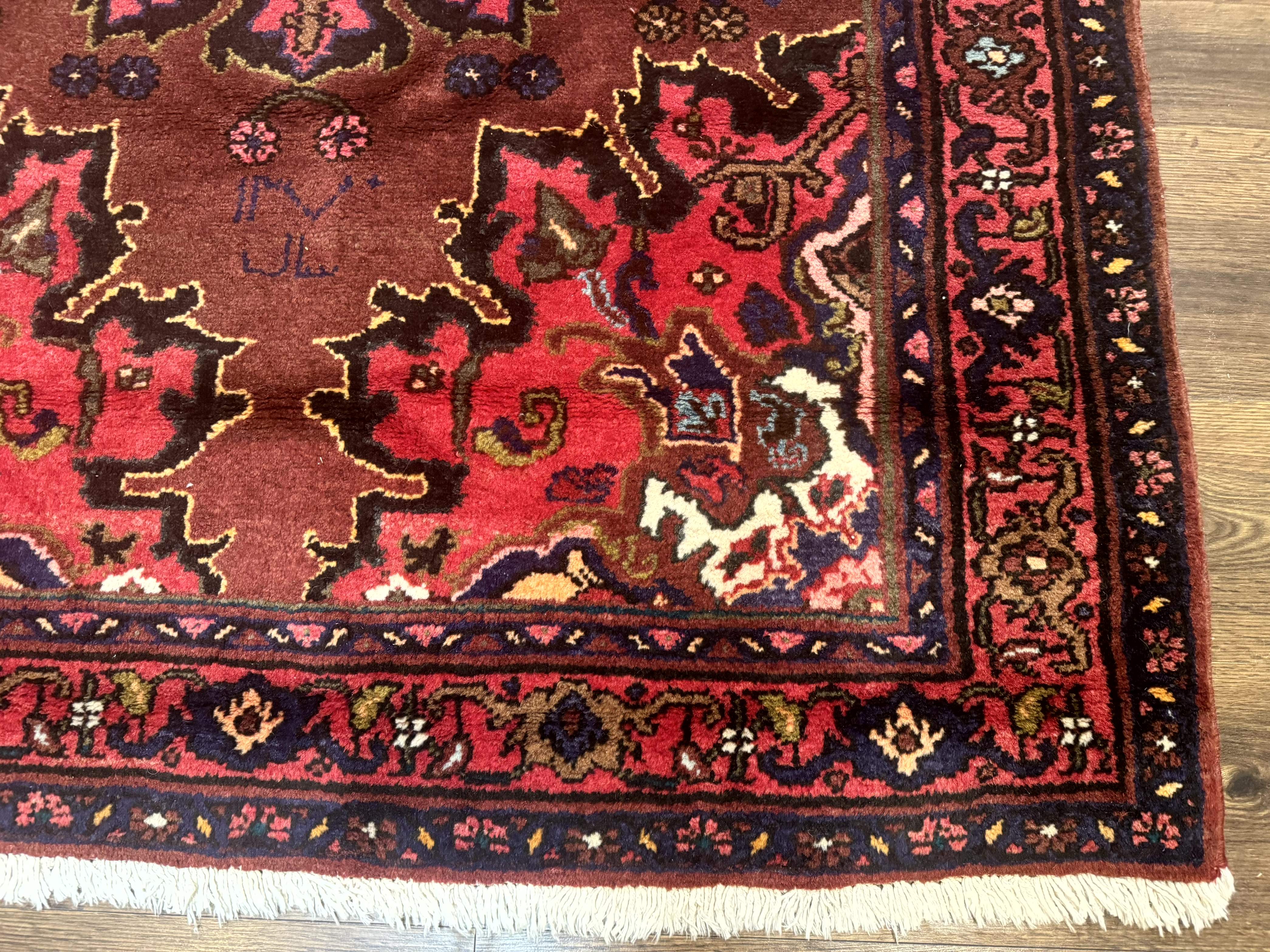 Persian Tafresh Rug 4x7 – Red, Large Medallion, Hand-Knotted Wool Vintage Carpet - Jewel Rugs