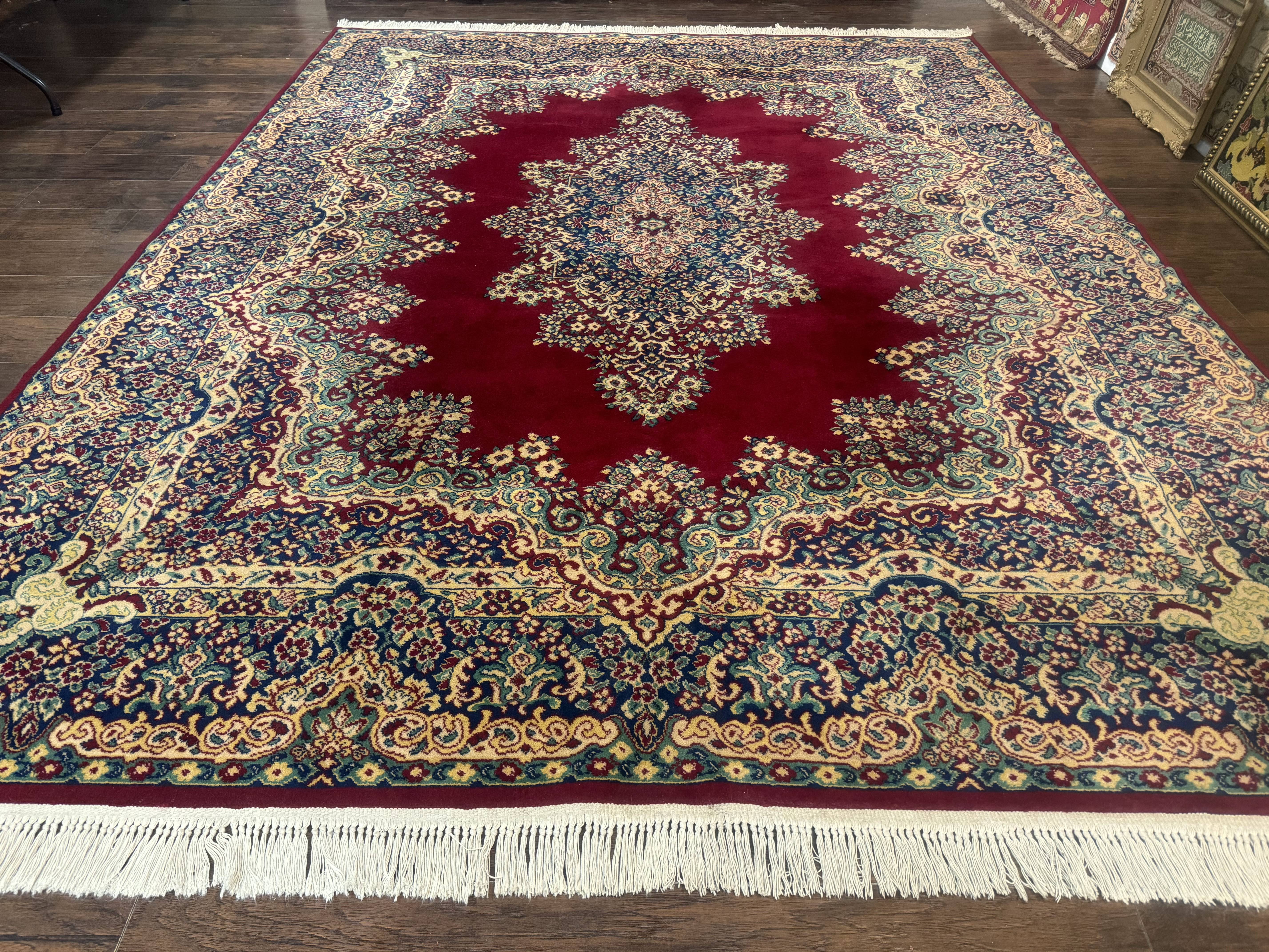 Power Loomed Persian Oriental Rug 9x12, Vintage Wool Pile, Kirman Design - Jewel Rugs