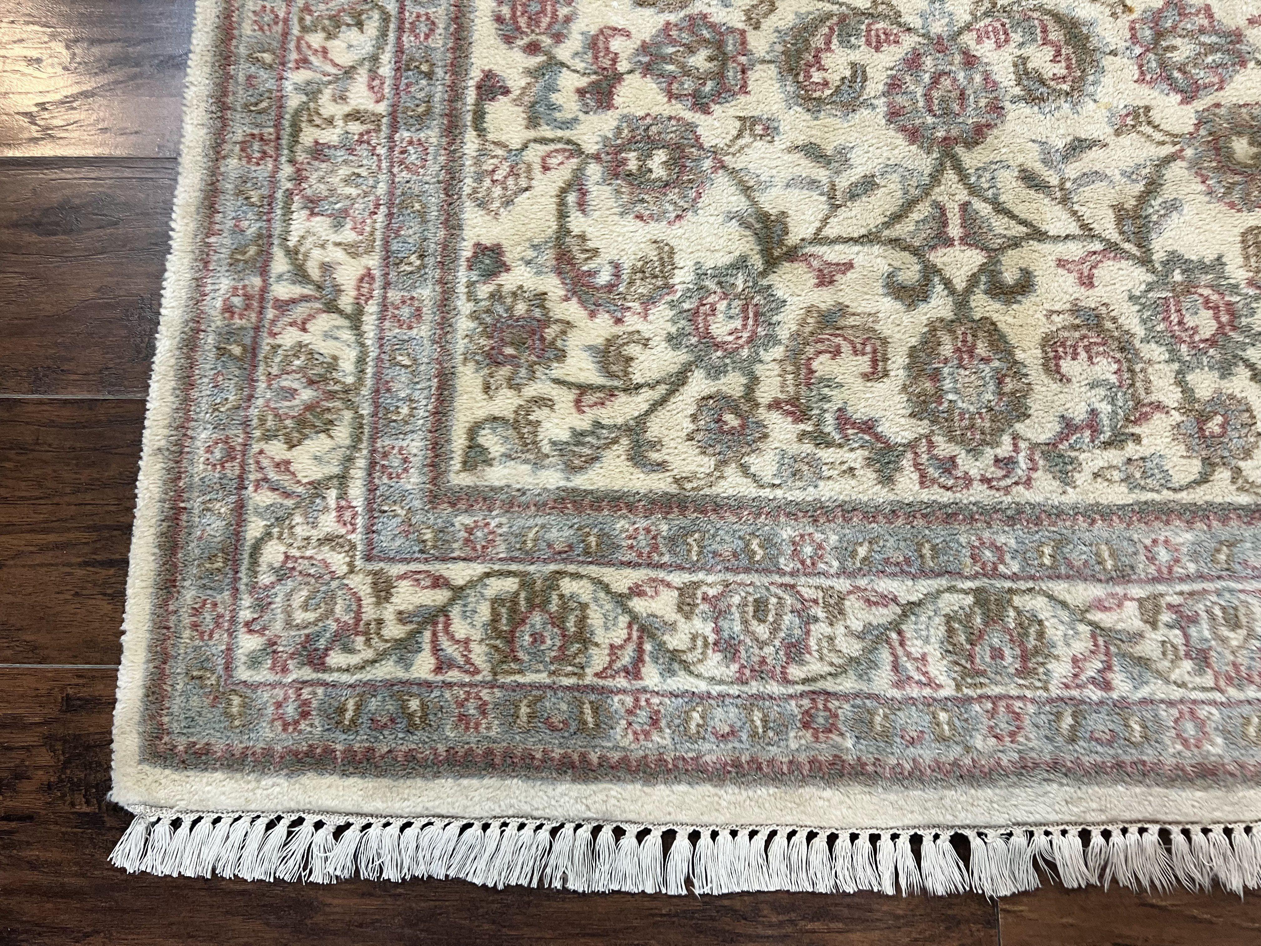 Indo Persian Rug 4x6, Vintage Handmade Wool Carpet, Floral Allover Pattern, Beige, Pair A - Jewel Rugs
