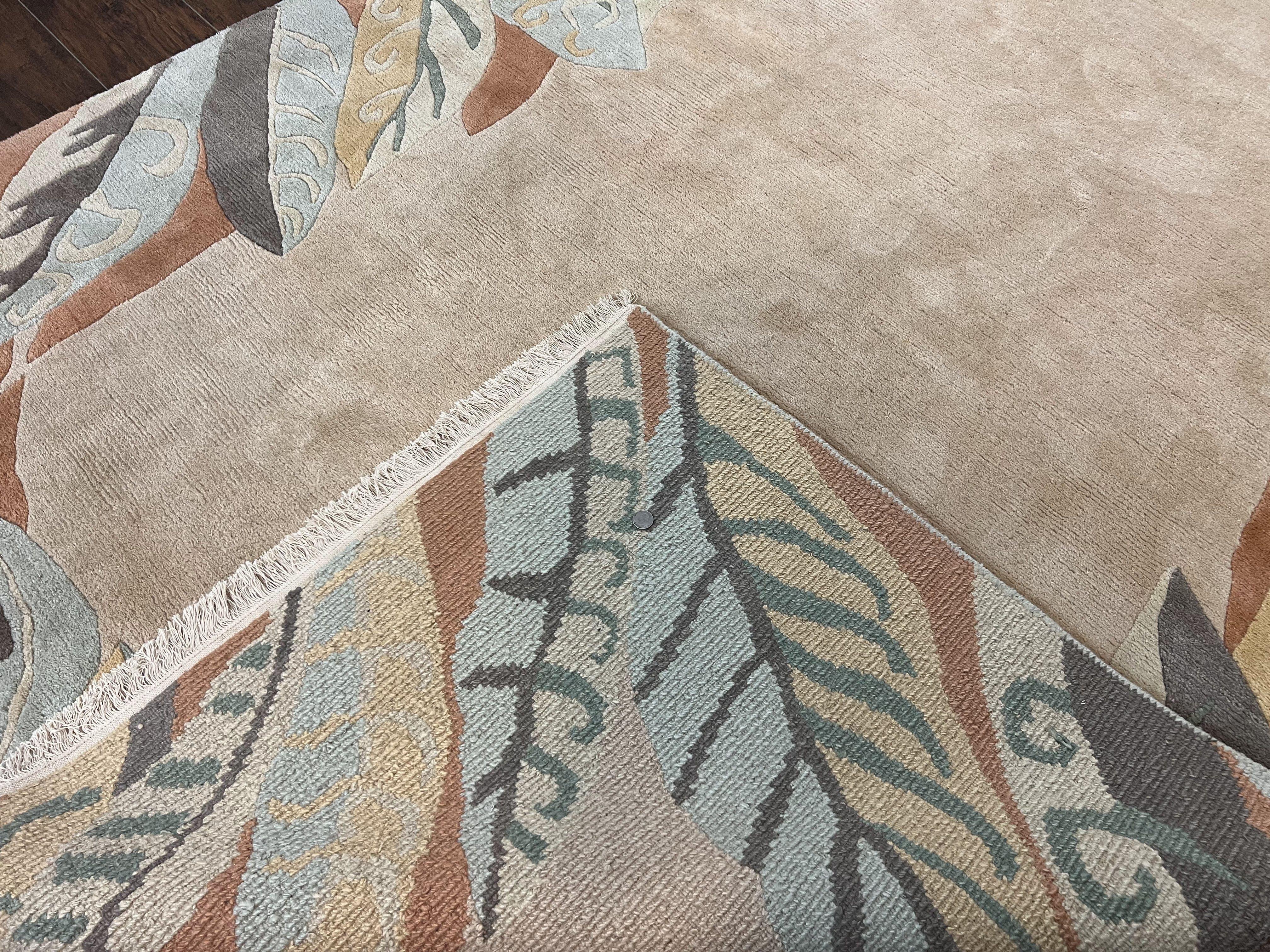 Modern Tibetan Rug 7x10, Soft Wool, Tufenkian Style Carpet, Tibet Nepali Rug, Open Field, Handmade Wool Rug - Jewel Rugs