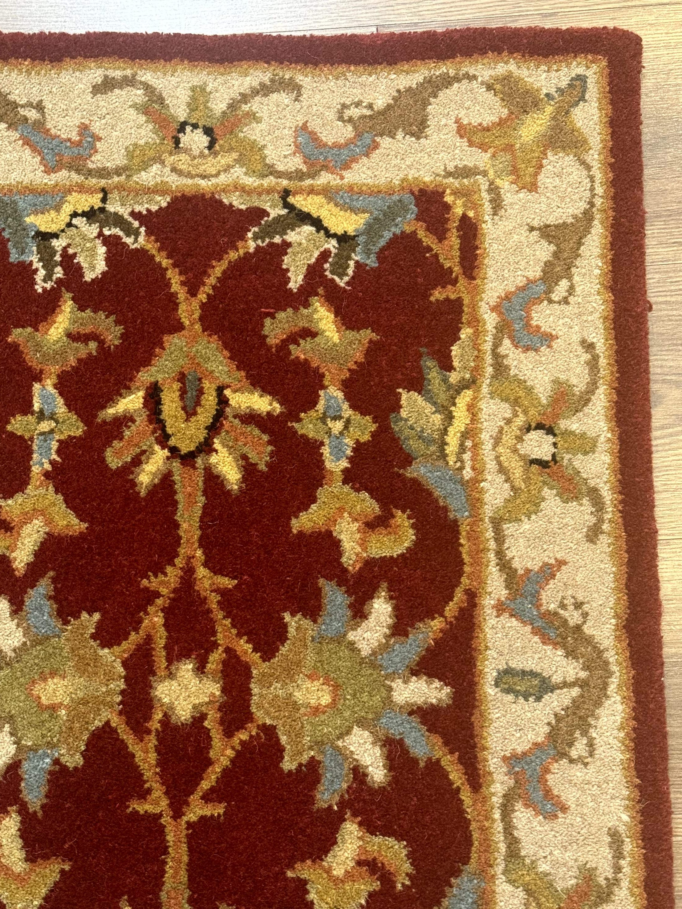 Small Floral Wool Rug 2x3, Safavieh Heritage Collection, Dark Red & Cream - Jewel Rugs