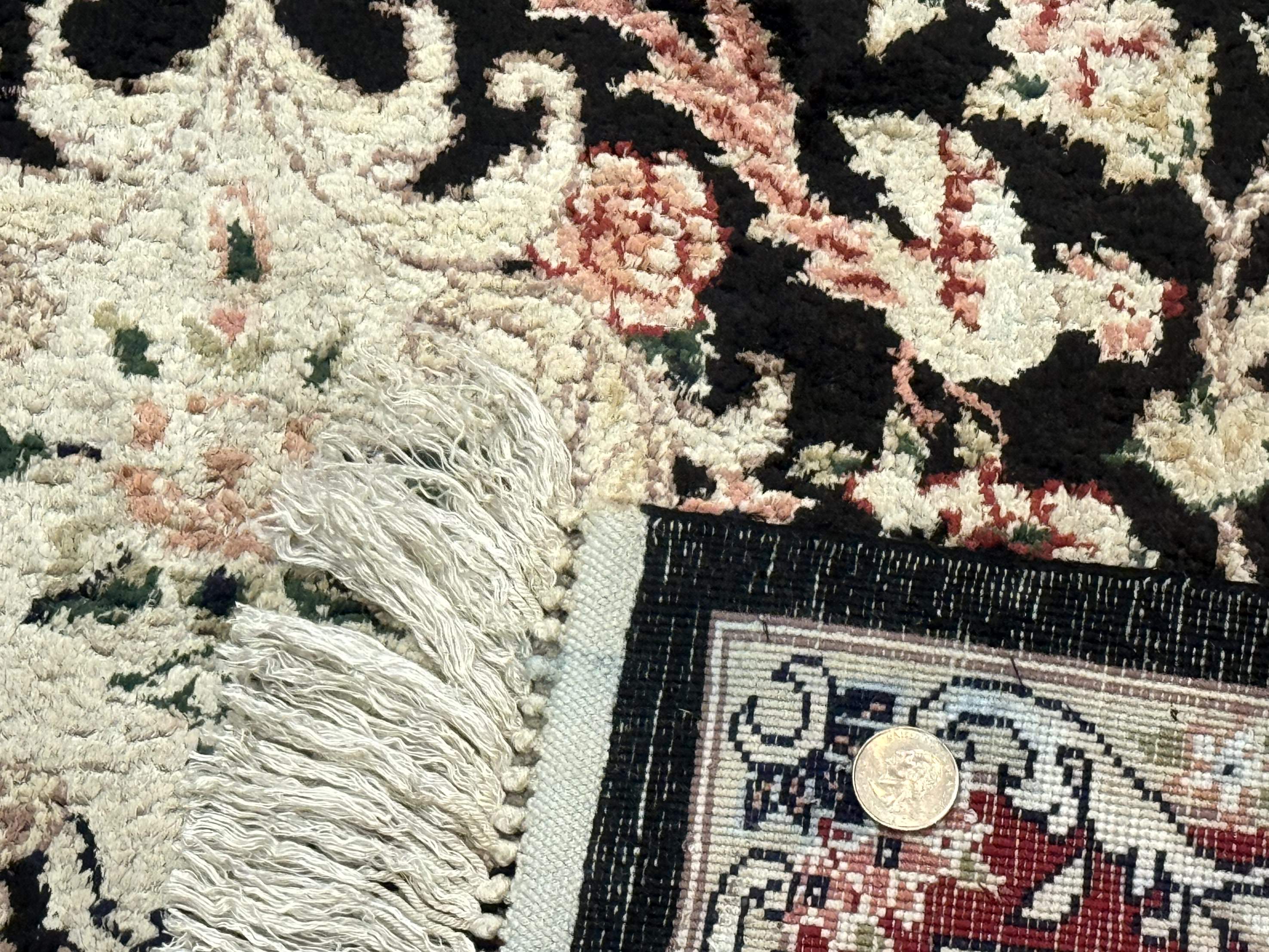 Indian Kashmiri Silk Rug, Floral Medallion, Vintage Hand Knotted Carpet - Jewel Rugs