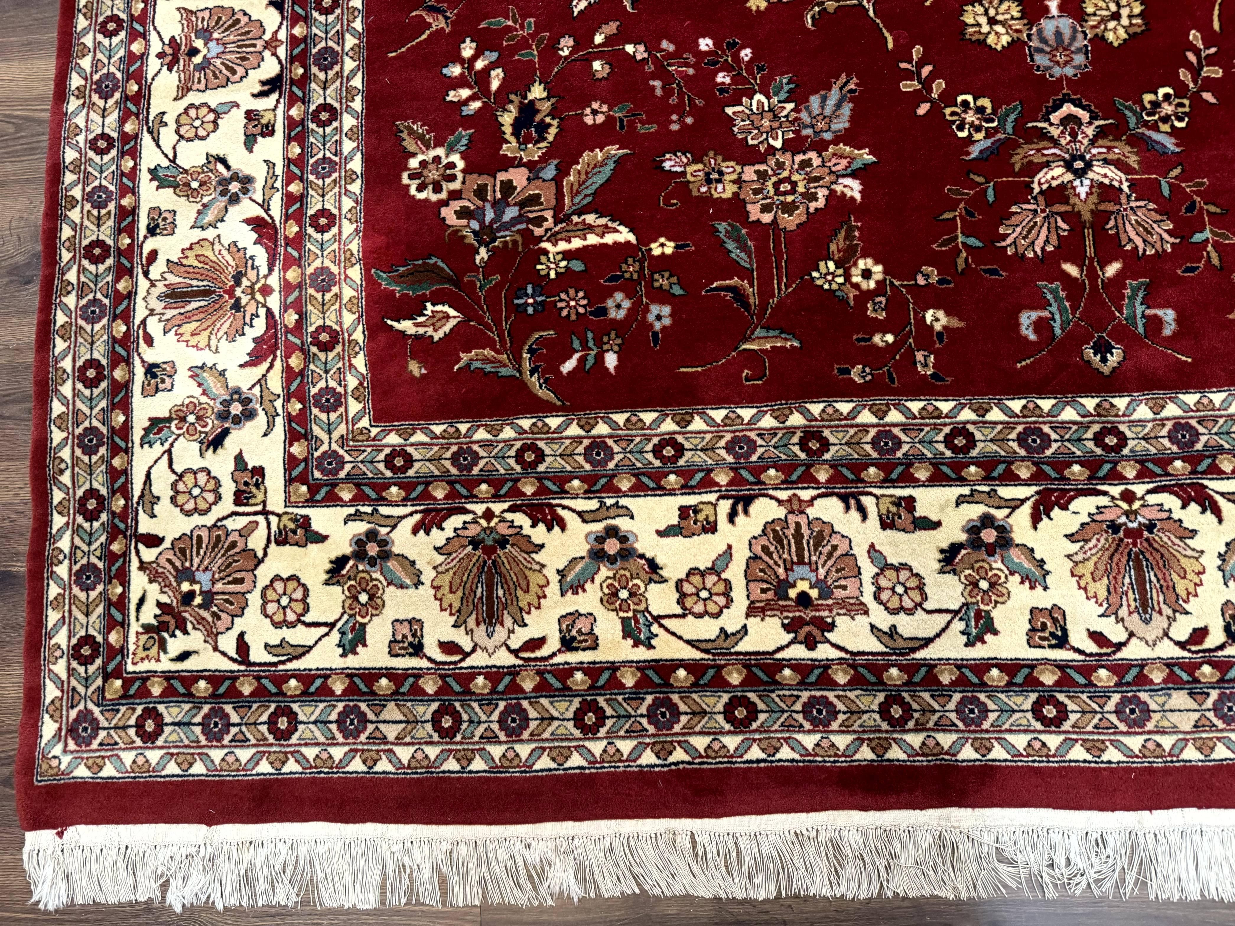 Indo Persian Rug 8x10, Red and Cream, Floral, Pande Cameron - Jewel Rugs