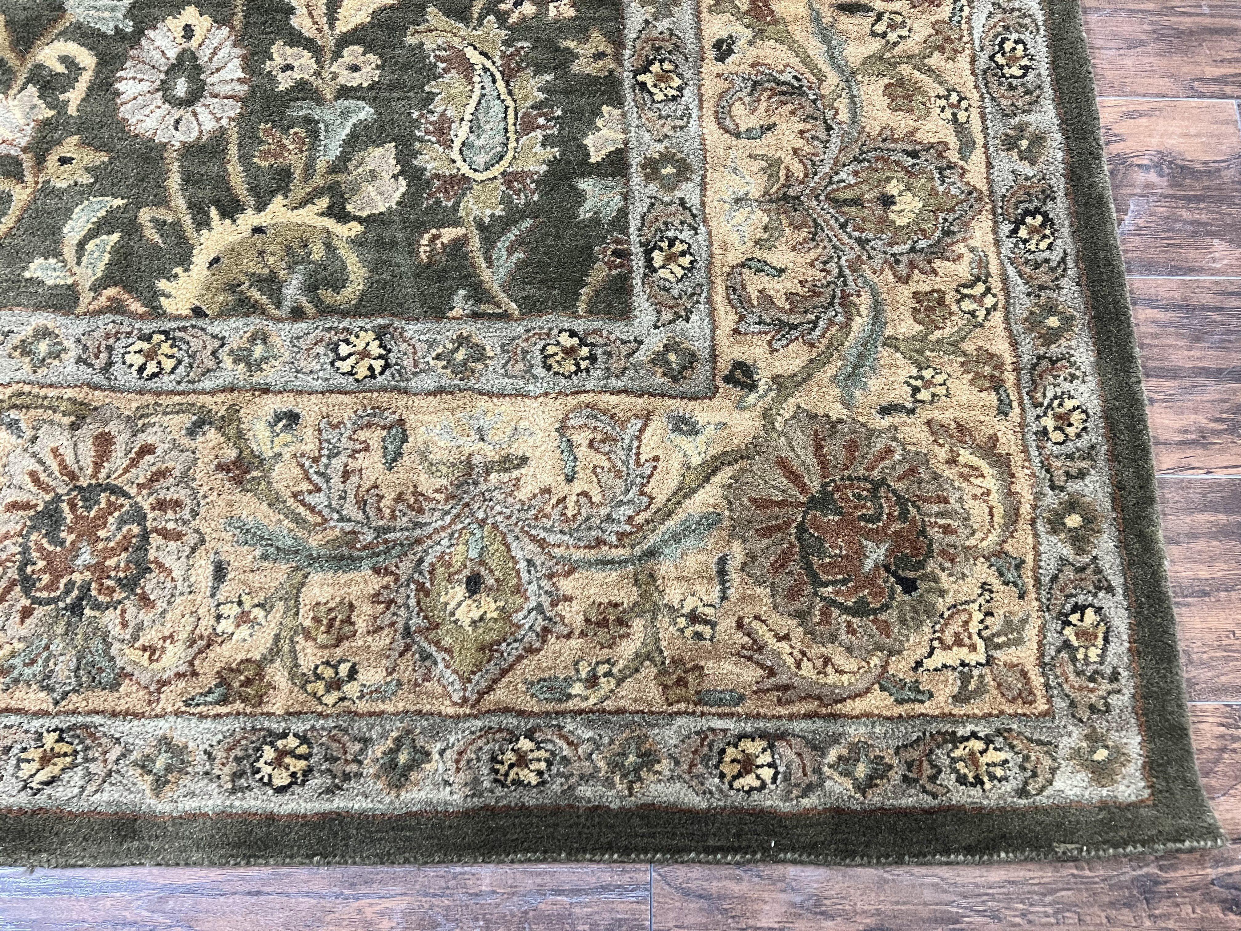 Pottery Barn Rug 8x10, Wool Hand Tufted Vintage Indian Carpet, Room Sized Wool Pile Floral Rug - Jewel Rugs