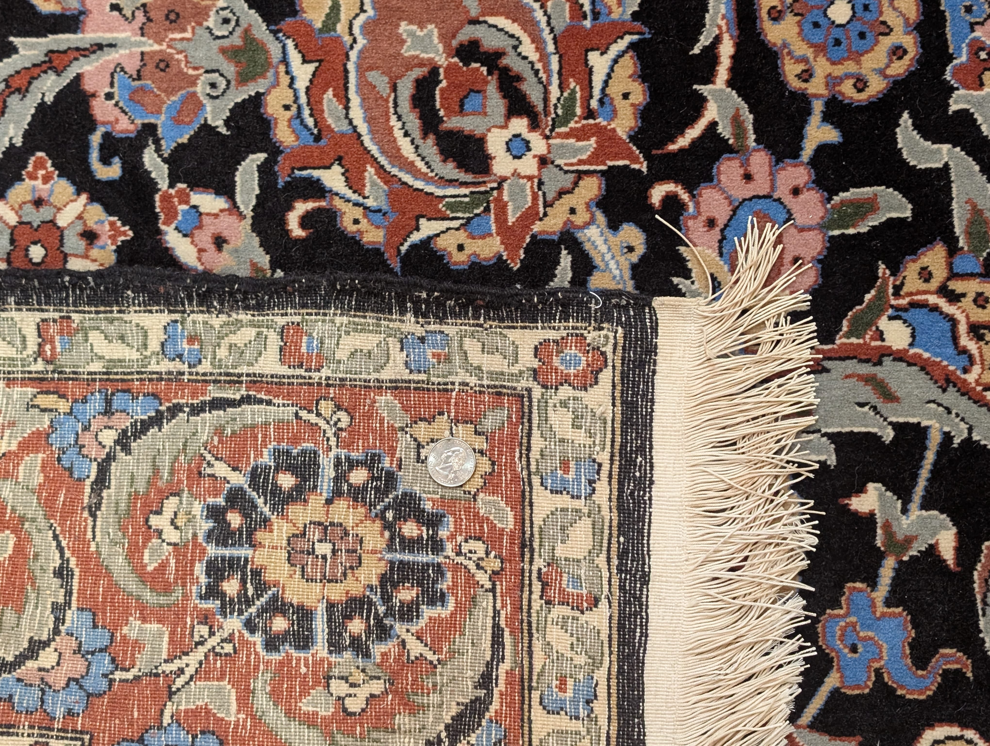 Turkish Hereke Rug 4x7, Kork Wool, Hand-Knotted Blue Carpet, Signed, 225 KPSI - Jewel Rugs