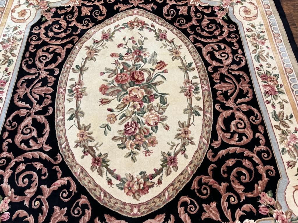 Aubusson Rug 8x10, Floral, Wool Pile, Elegant, European Design, Handmade, Fine - Jewel Rugs