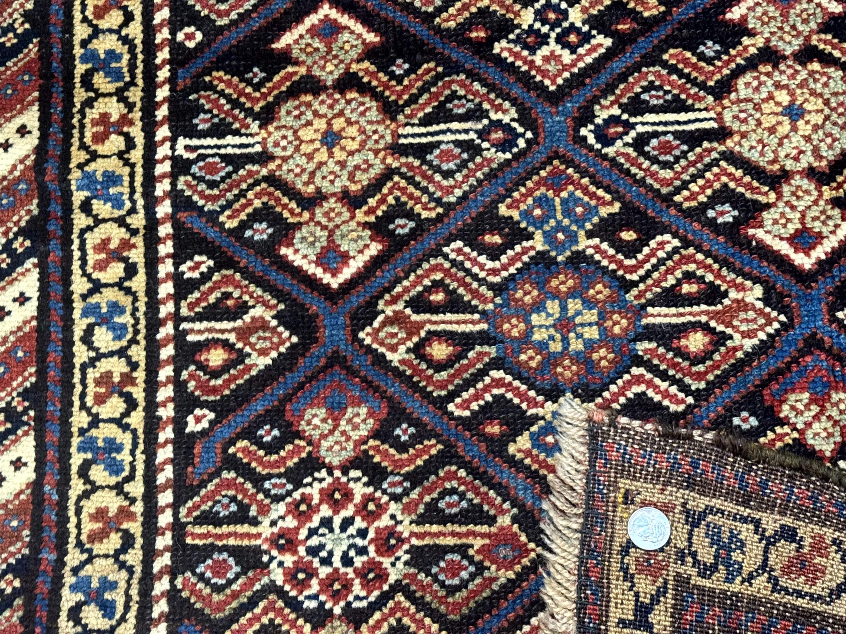 Antique Persian Wide Runner Rug 4x9, Kurdish Rug, Panel Design, Rainbow Border, Rare Tribal Rug - Jewel Rugs