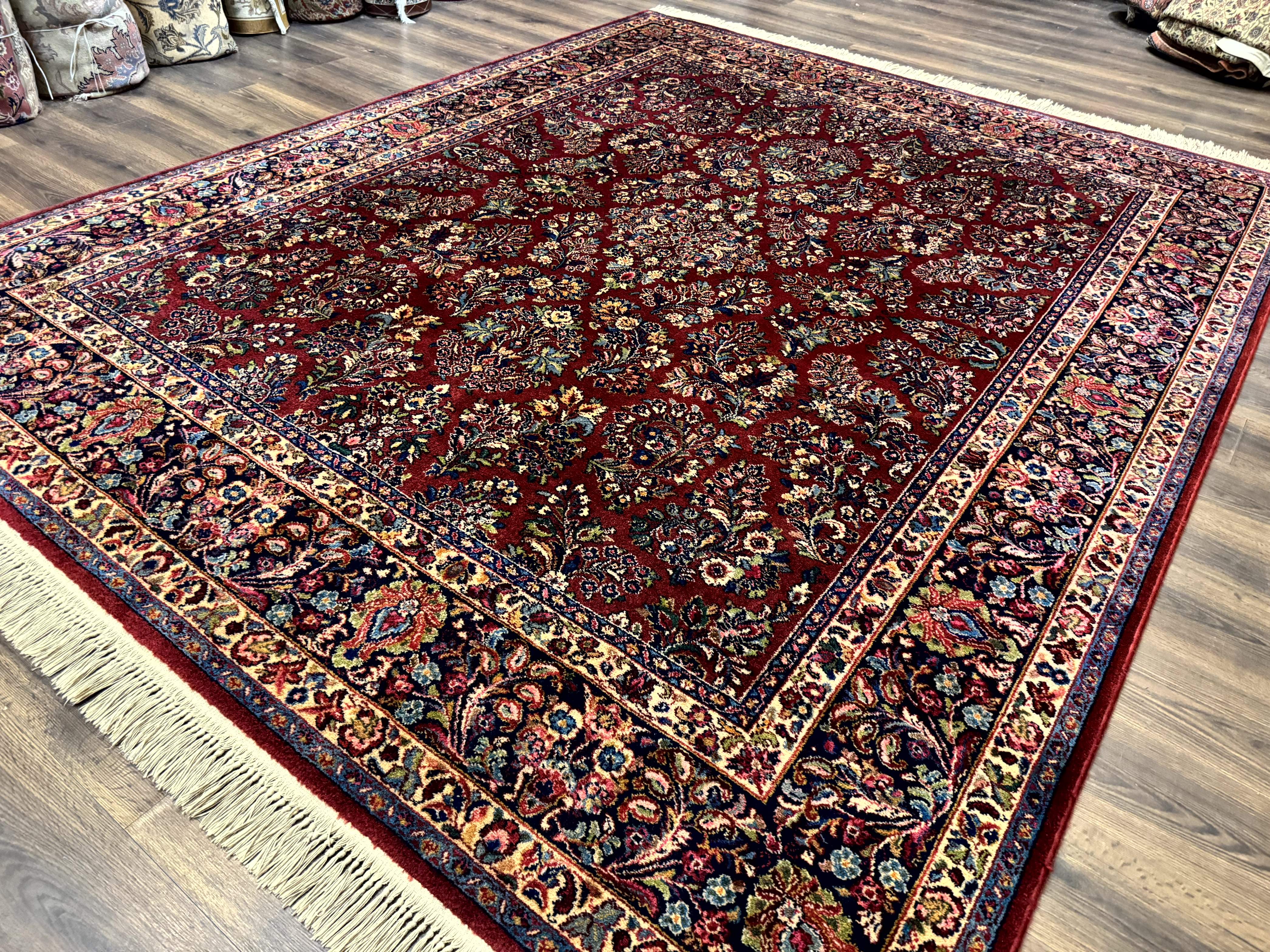 8.8 x 10.6 Karastan Red Sarouk Rug #785, Wool Pile Original 700 Series - Jewel Rugs