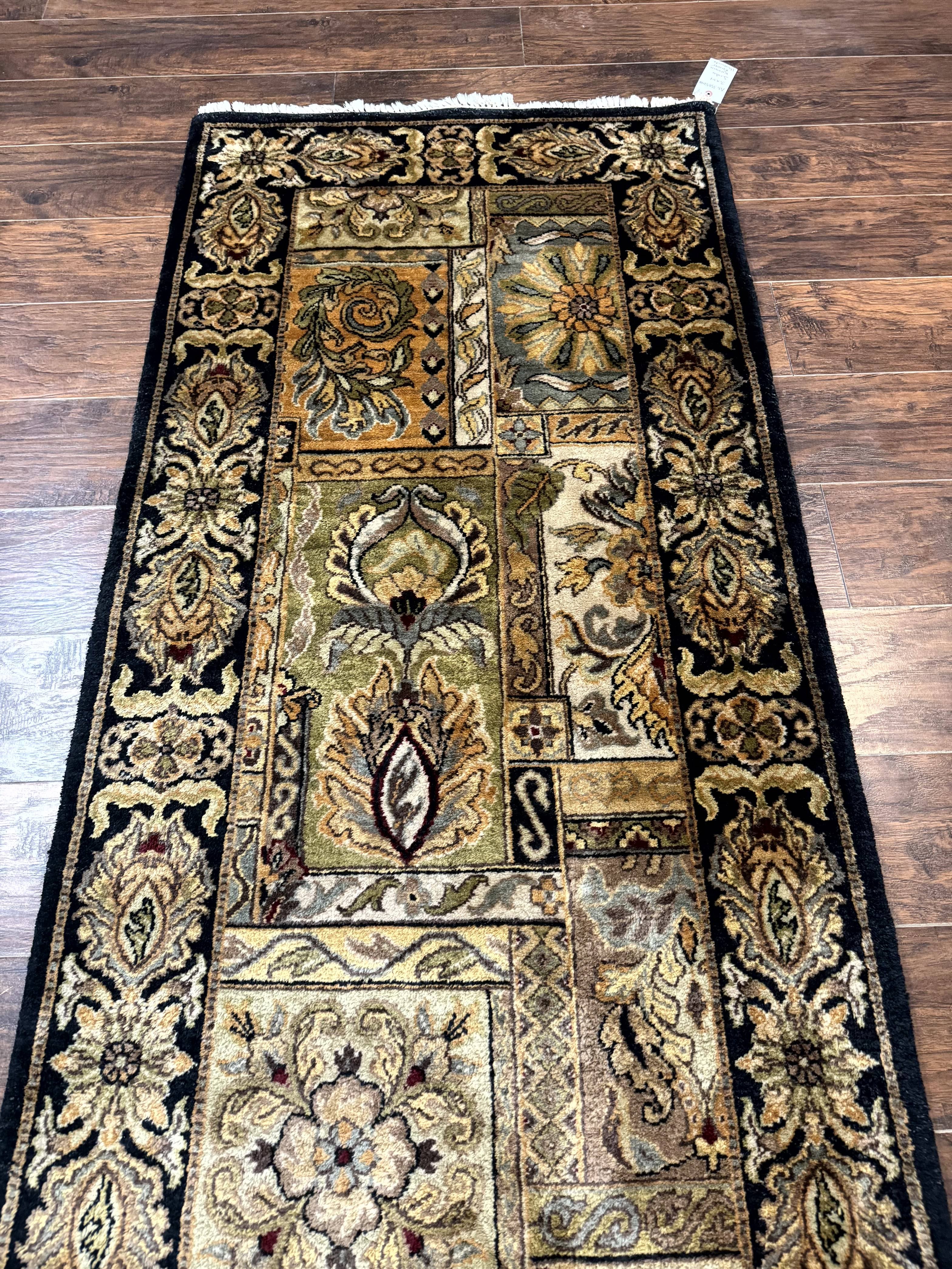 Indian Runner Rug 3x14, Panel Design, Oriental Carpet for Hallway - Jewel Rugs
