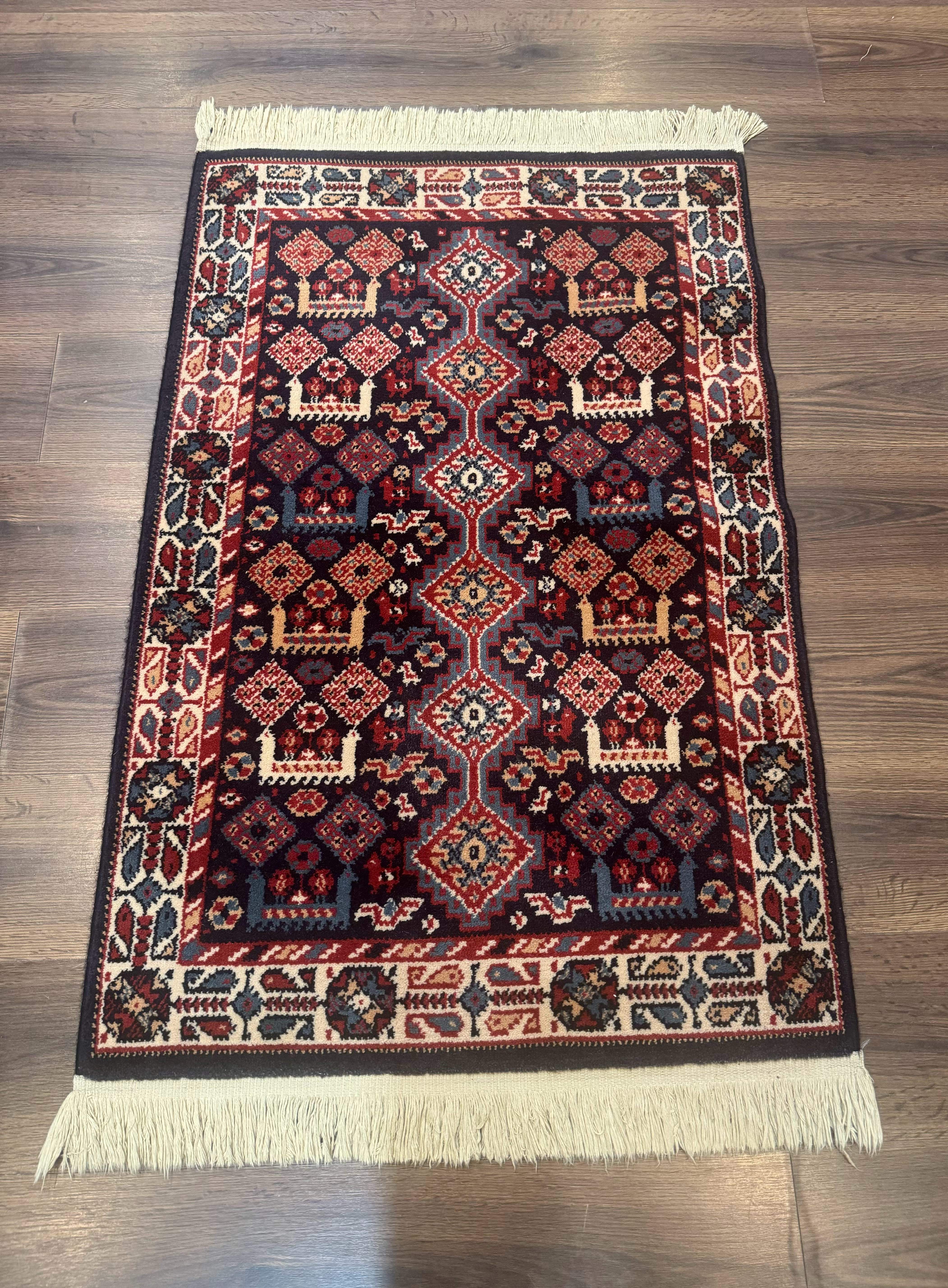 Small Karastan Rug 3x4, Yuruk Collection, Wool, Tribal, Geometric, Navy Blue - Jewel Rugs