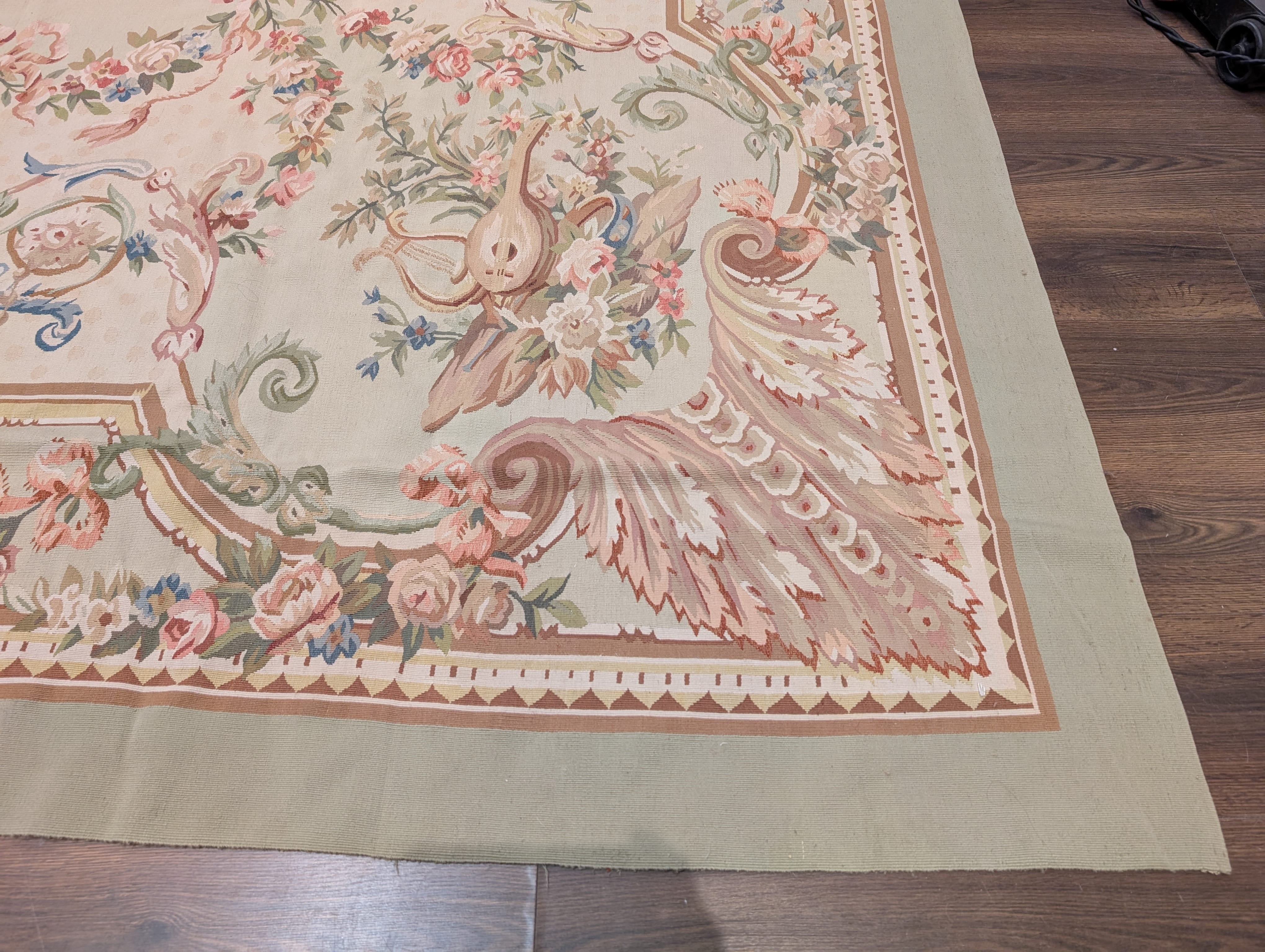 Aubusson Rug 10x14, Flatweave Hand-Woven Wool Carpet - Jewel Rugs