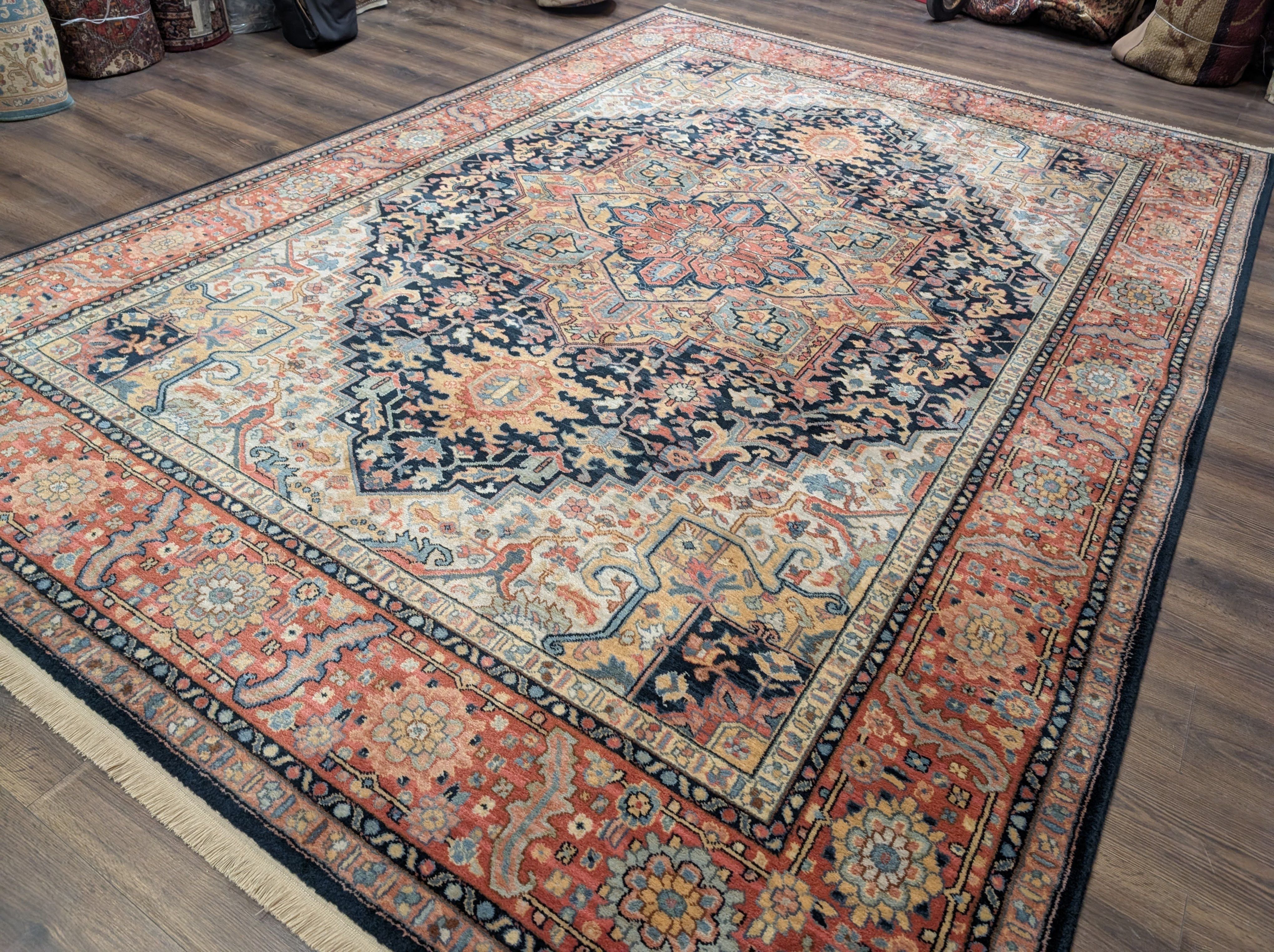 Karastan Rug 8.8 x 12 Navy Heriz #701, Vintage Wool Karastan Carpet - Jewel Rugs