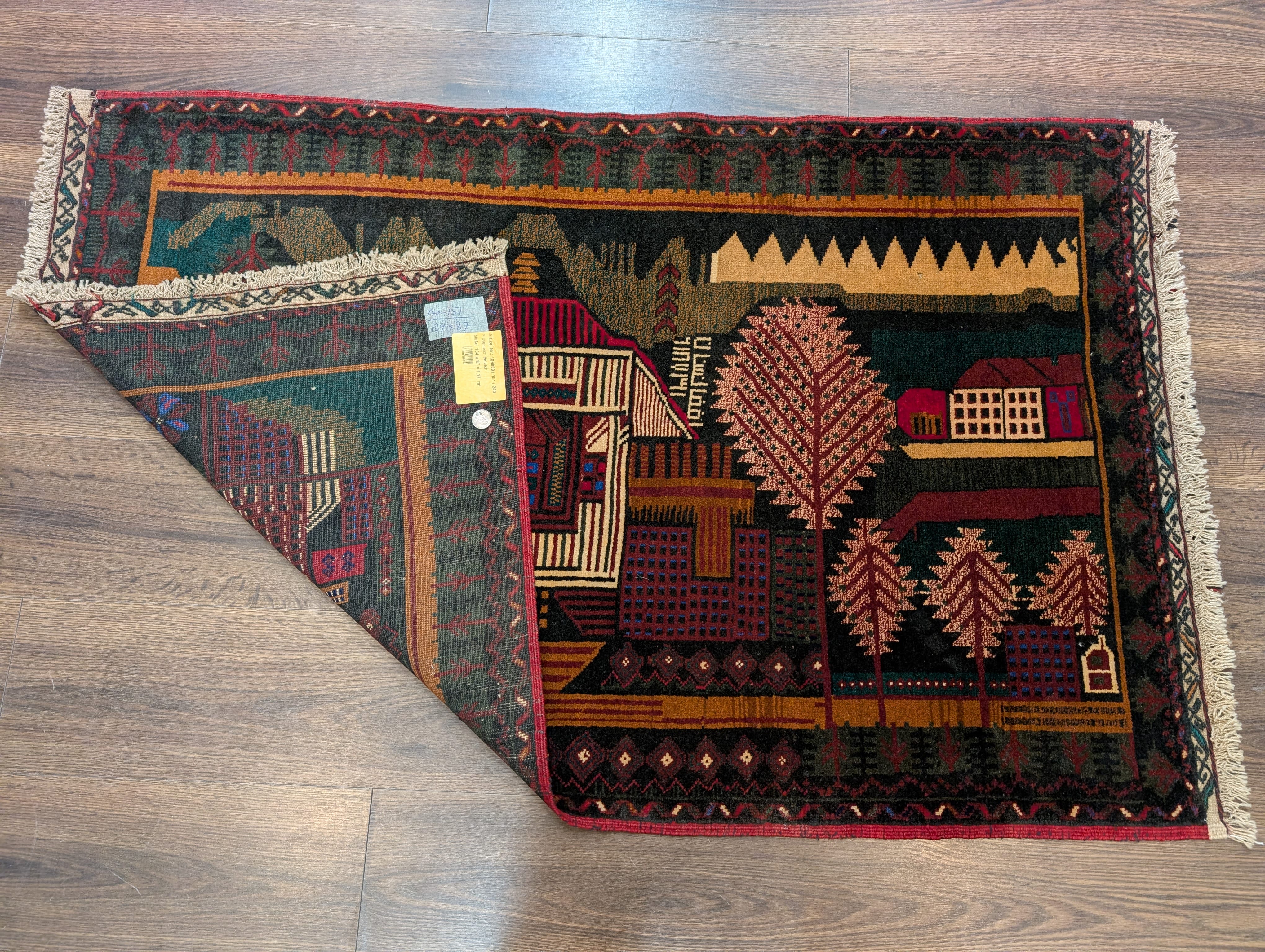 Afghan Rug 3x5, Pictorial Village Scene, Tribal Rug, Handmade, Baluch Carpet, New - Jewel Rugs