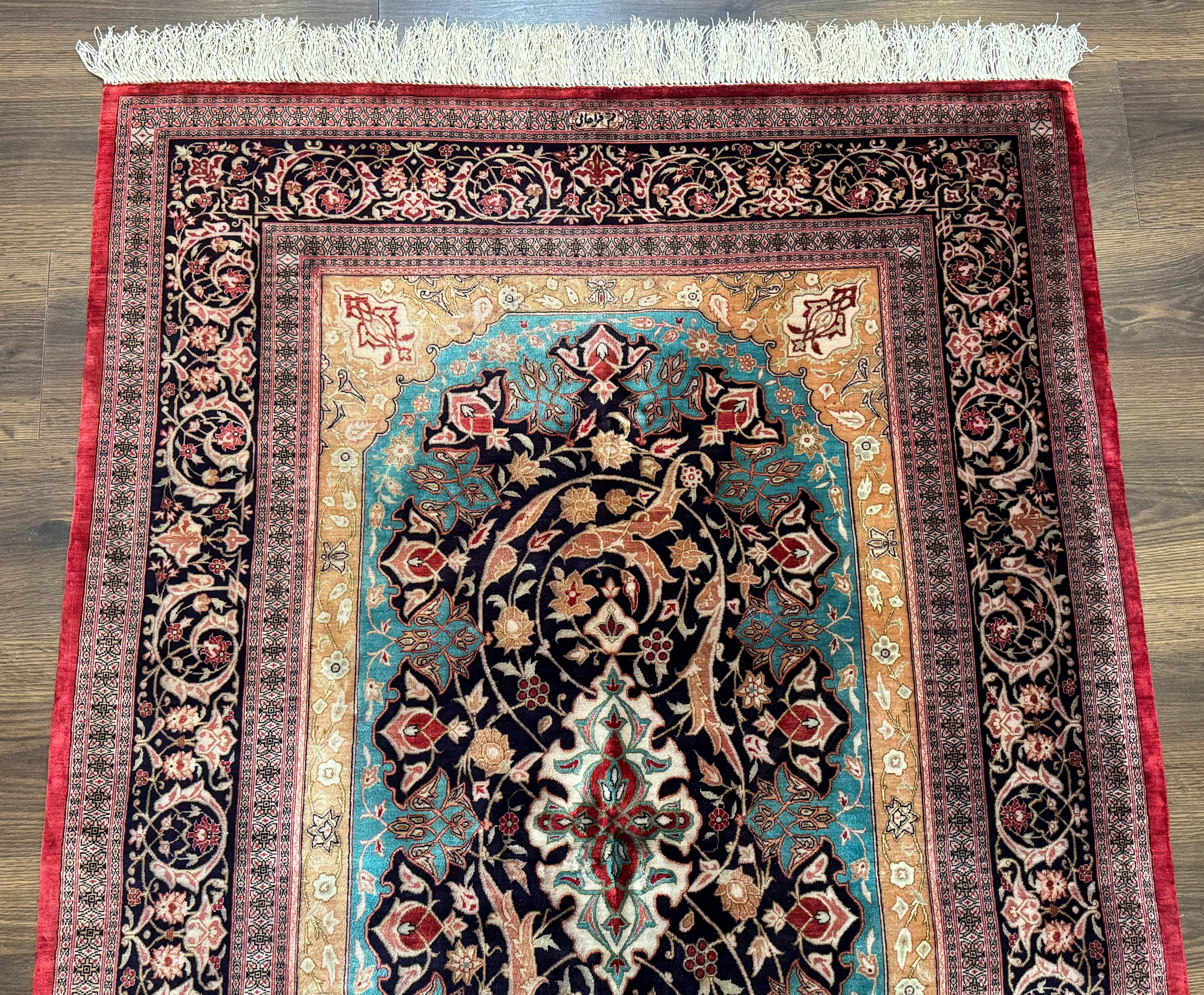 Magnificent Persian Qum Silk Rug 3x5, Exceptionally Fine 780 KPSI, Signed, Rare - Jewel Rugs