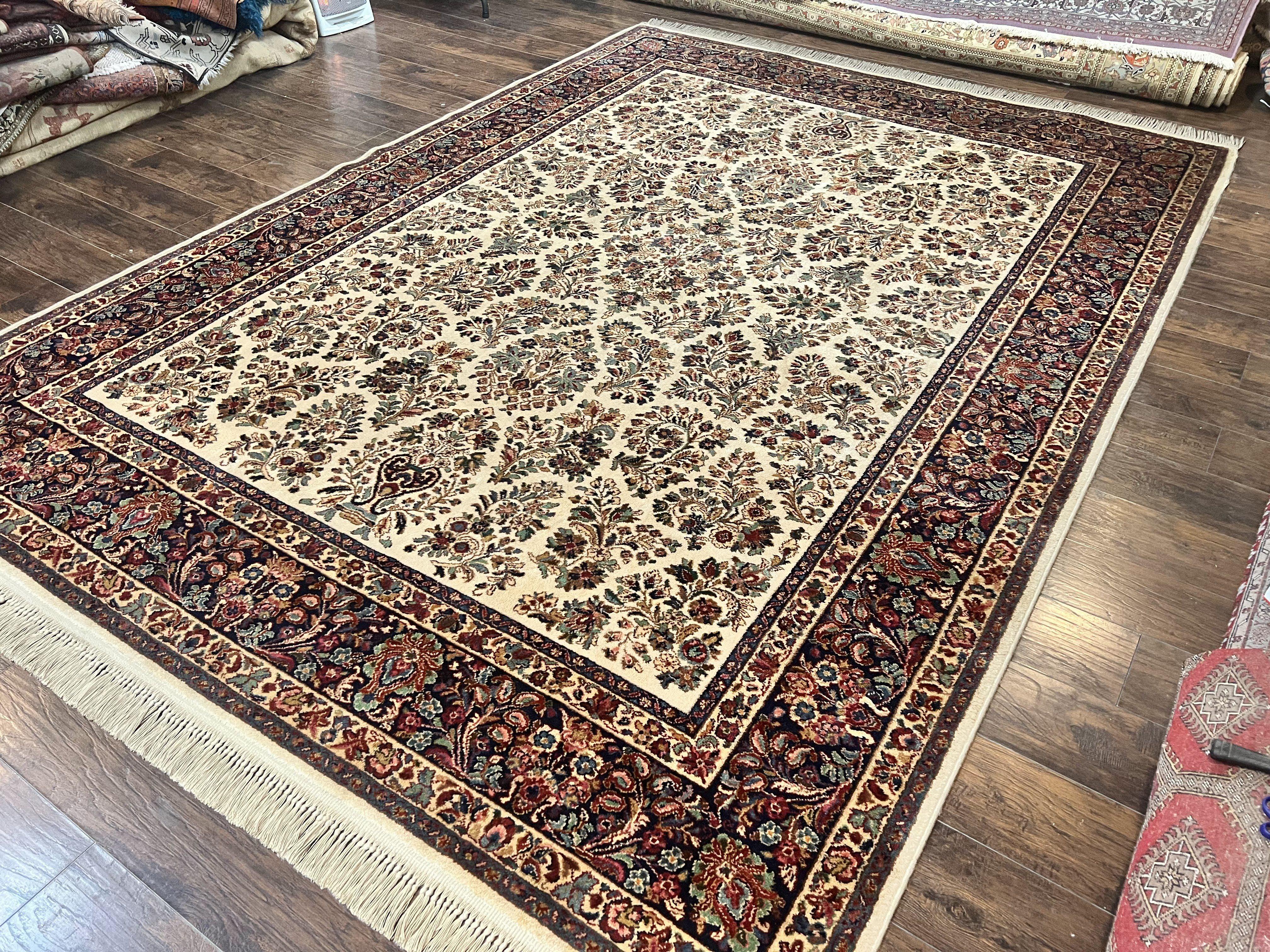 Karastan Rug 8' 8" x 12', Ivory Sarouk #760, Original Karastan Carpet 700 Series, Wool Karastan Area Rug, USA Made, Large Karastan w/ Label - Jewel Rugs