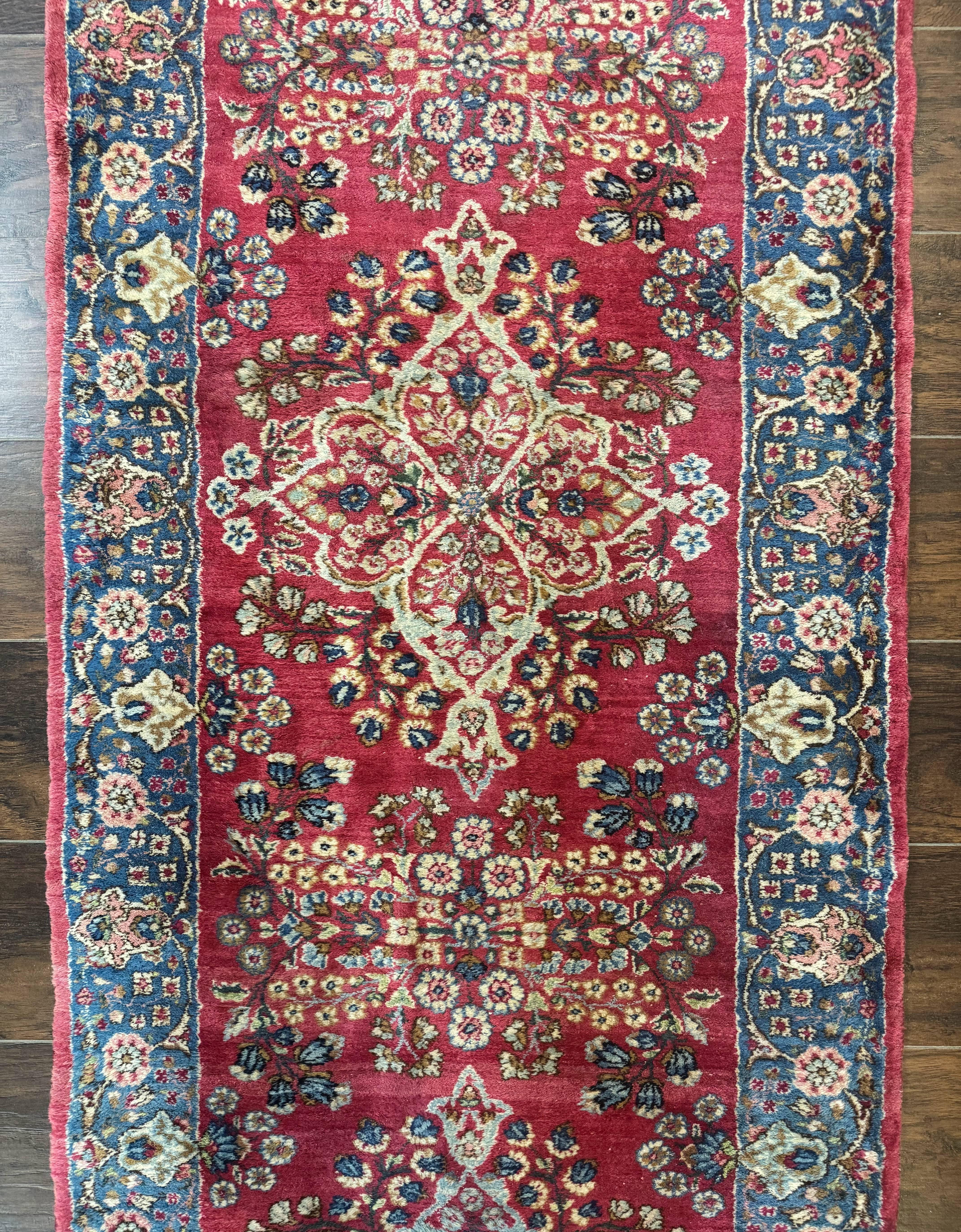 Persian Kerman Runner Rug 2.8 x 14, Red Handmade Wool Oriental Runner Carpet, Floral, 250 KPSI - Jewel Rugs