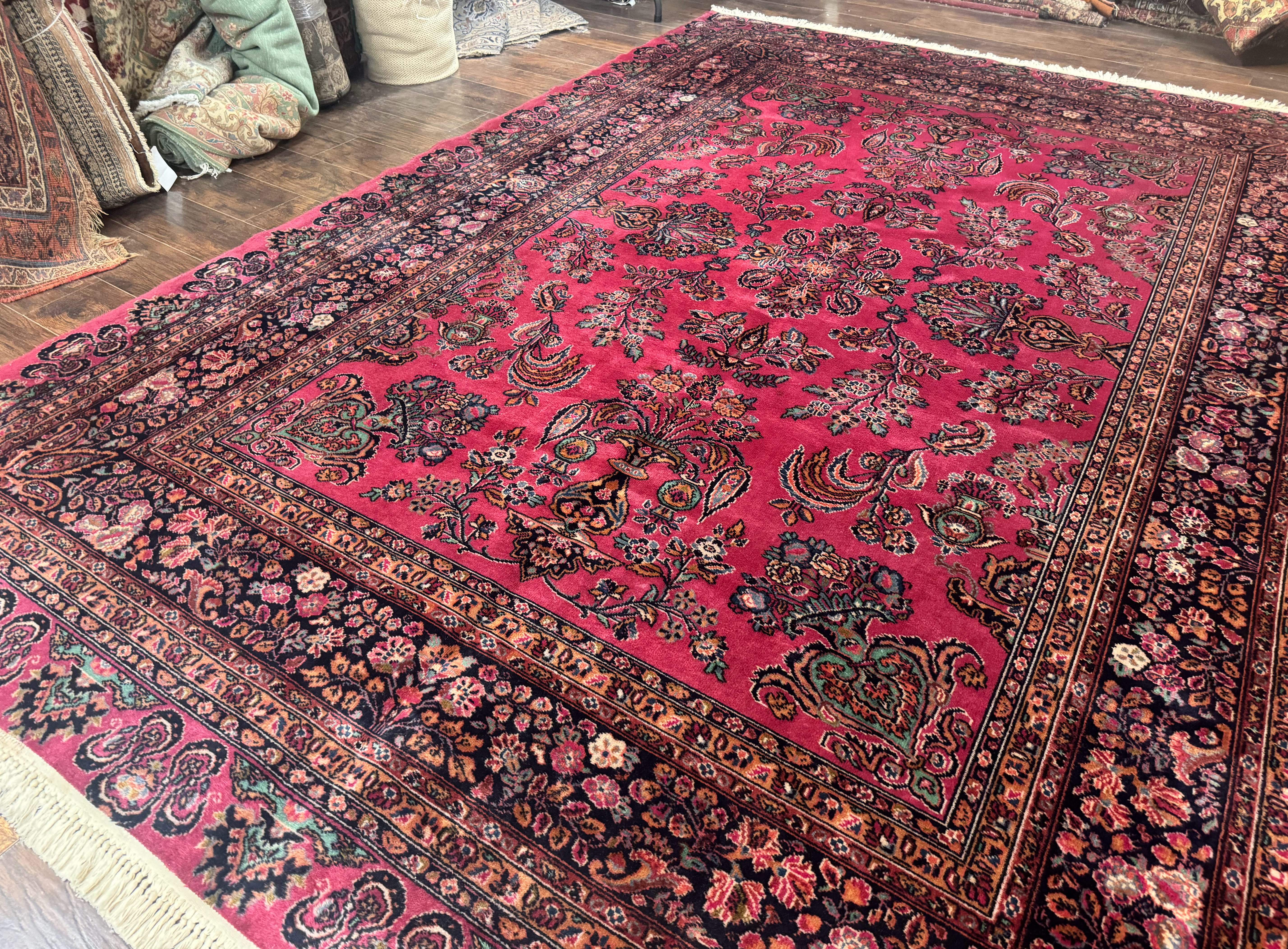 Karastan Rug 8.8 x 12 Antique Sarouk, Wool Pile, Vintage Discontinued - Jewel Rugs