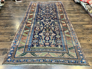 Caucasian Kalegy Rug 6x11, Wide Runner, Wool Hand Knotted Carpet, Navy Blue Tribal Rug, 1920s Antique Rug, 6 x 11 Oriental Carpet