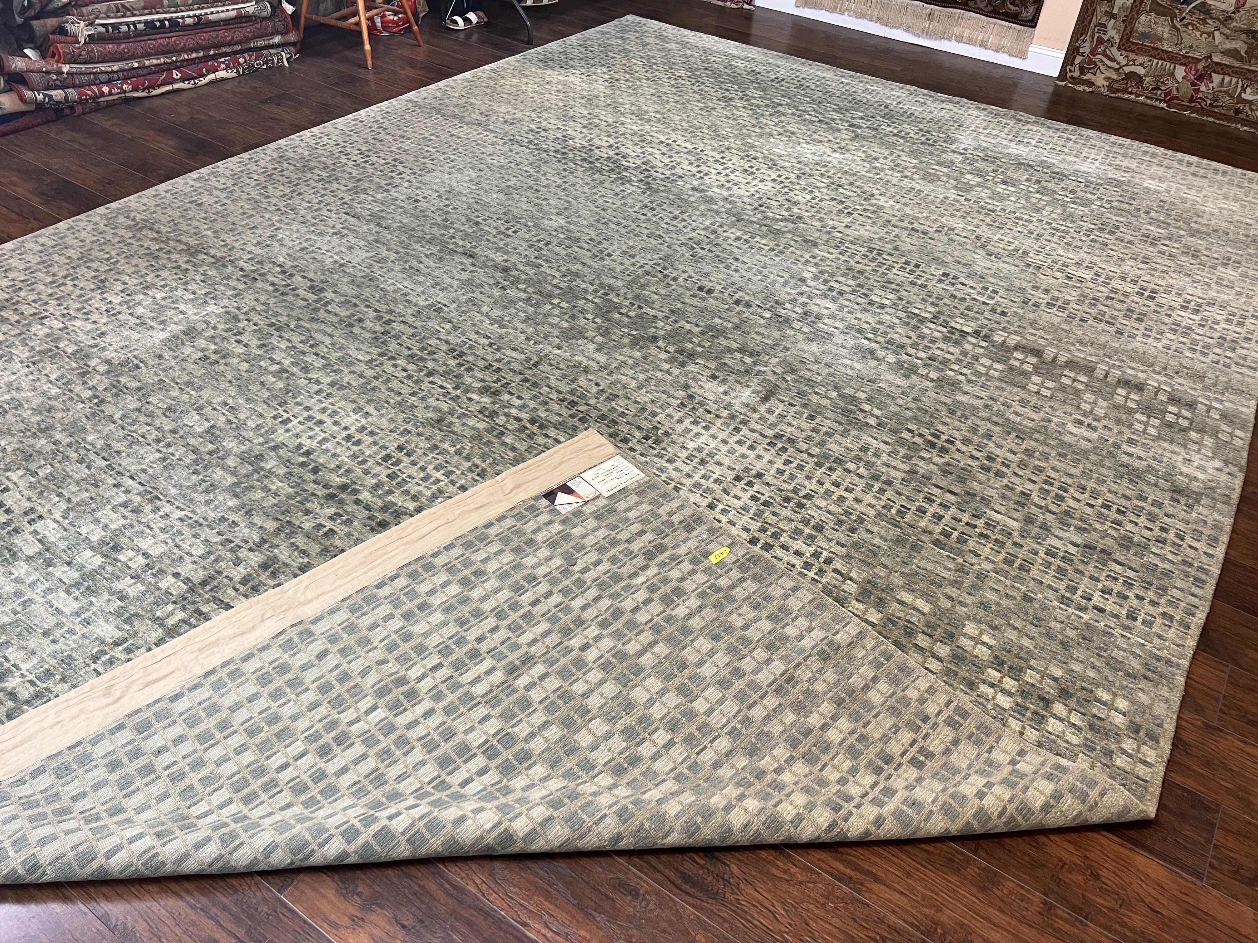 Extra Large Nepali Rug 12x18, Handmade Wool Modern Tibetan Oversized Carpet, Michaelian & Kolhberg - Jewel Rugs