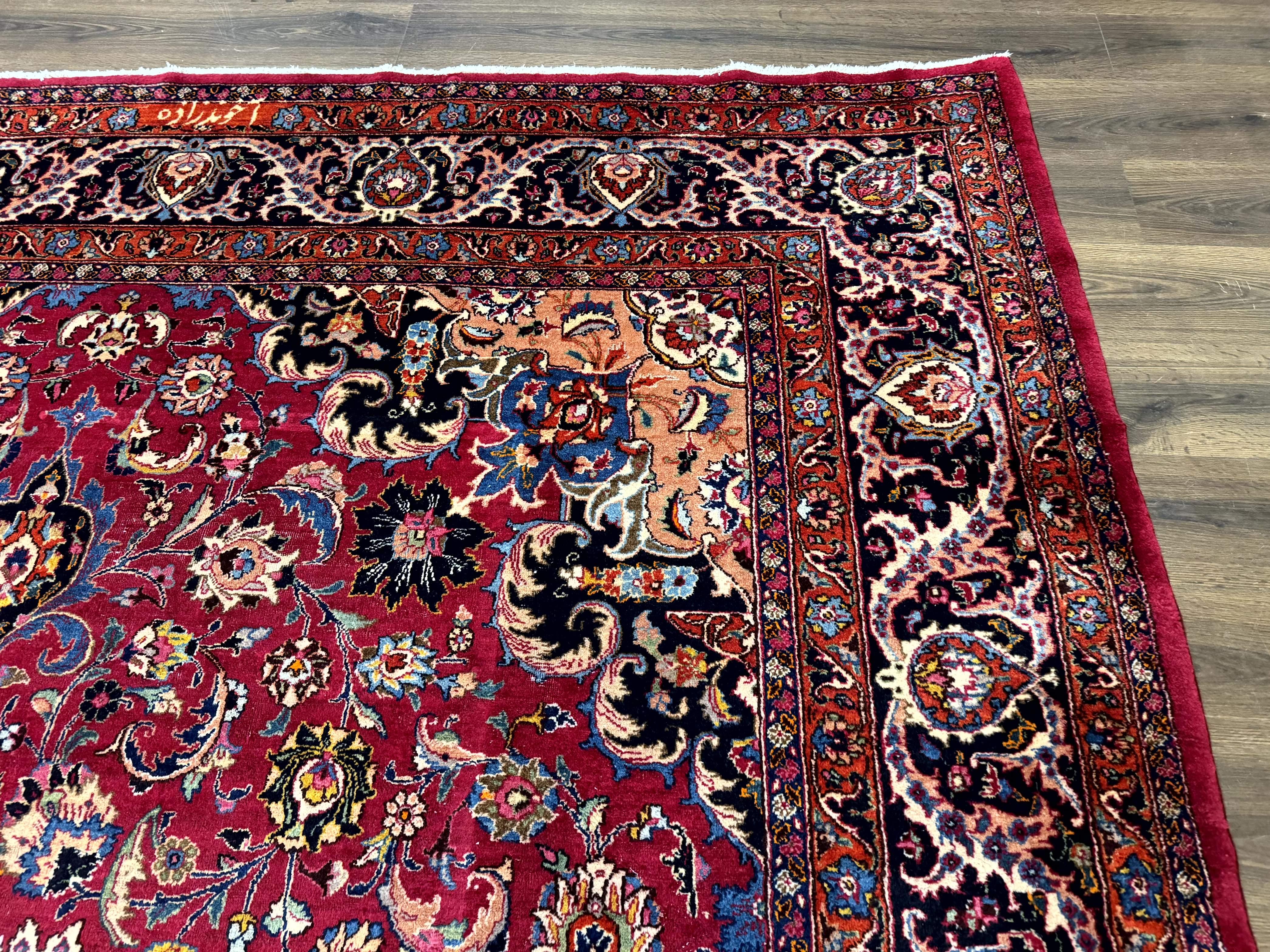 Red Persian Mashad Rug 10x13 - Floral Medallion Signed By Masterweaver - Jewel Rugs