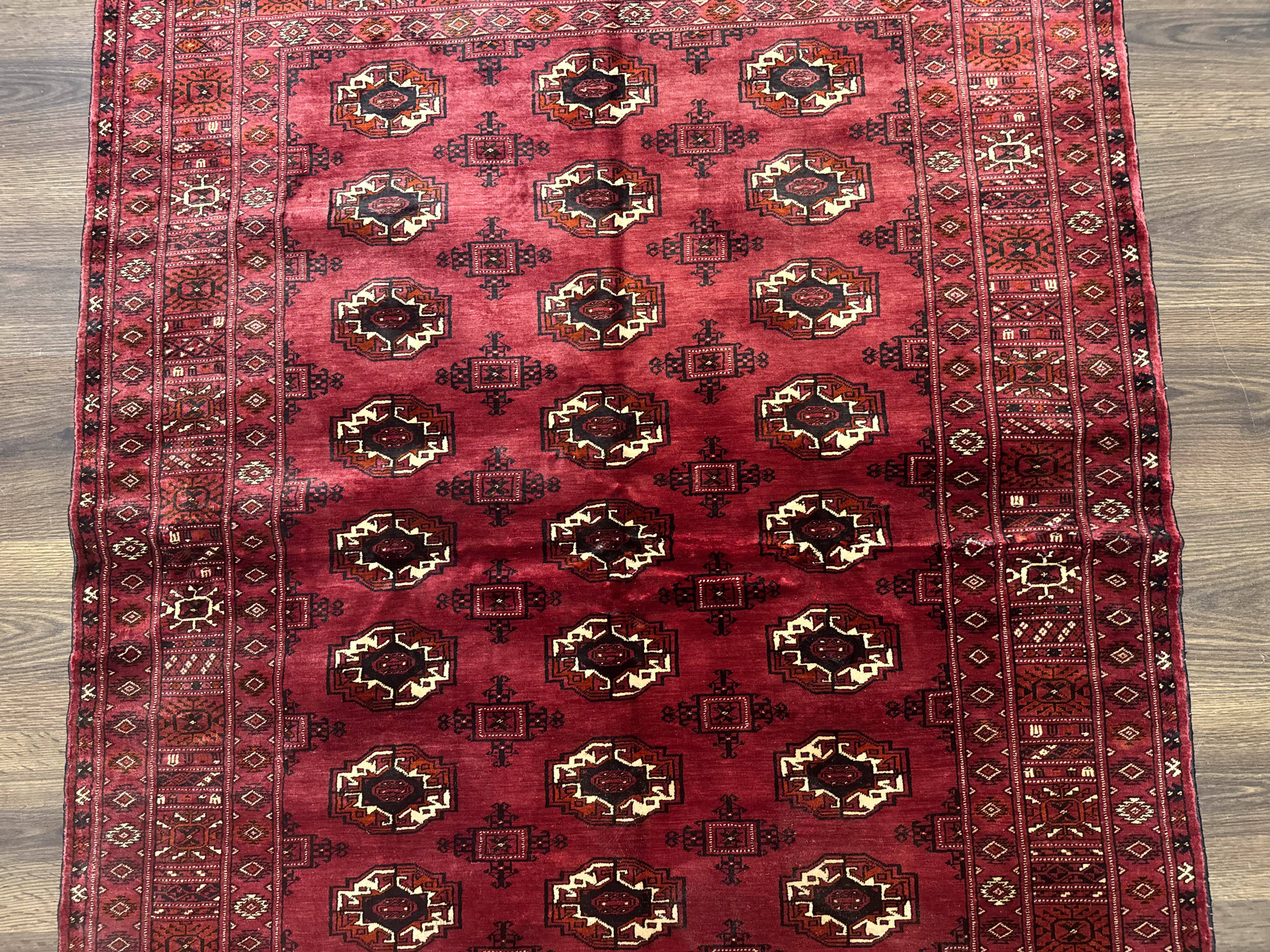 Antique Persian Silk Turkoman Rug 4x5, Silk Pile on Silk Foundation, Red, Rare Tribal Rug - Jewel Rugs