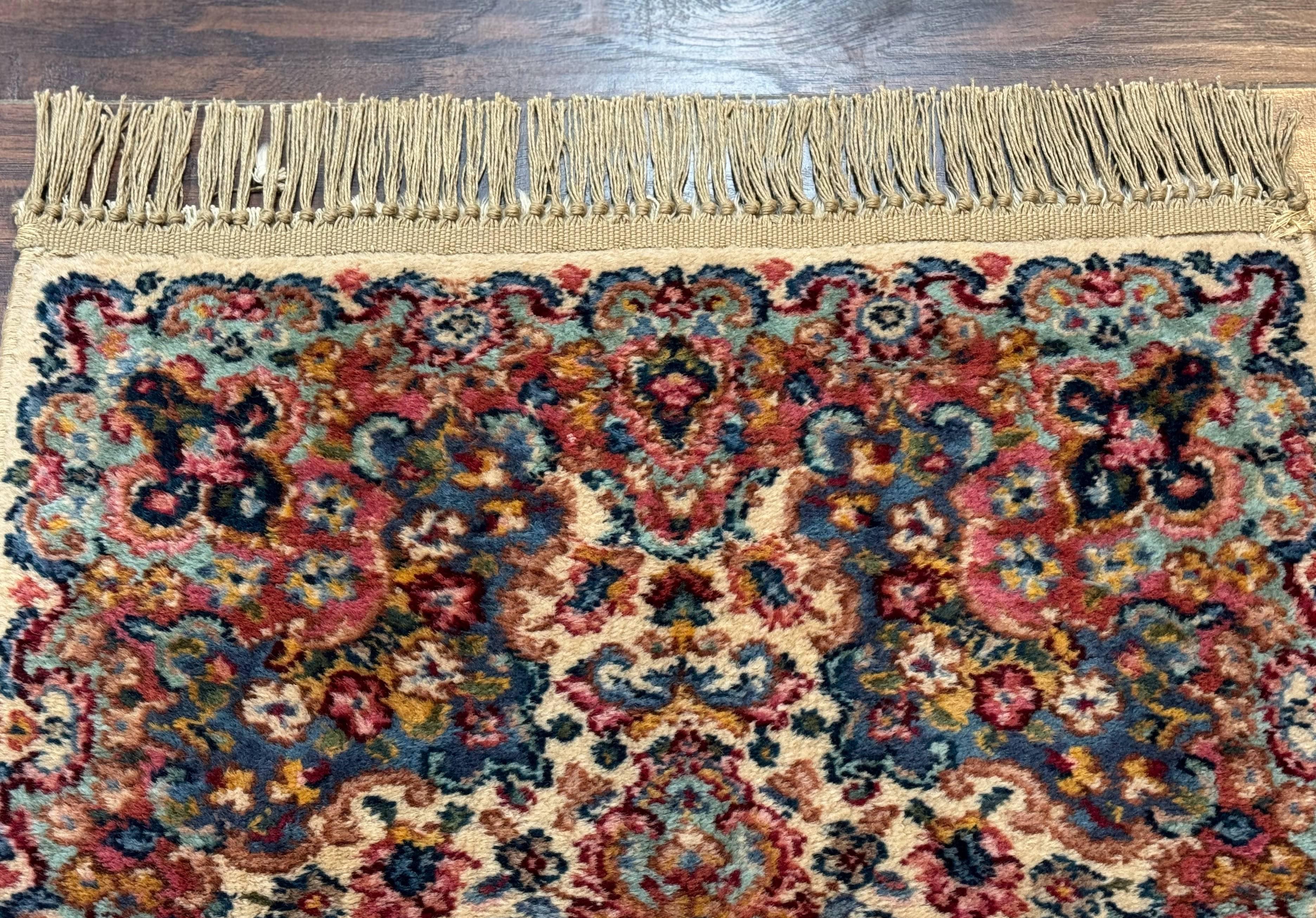 Karastan Rug 2x4, Karastan Kirman Rug #724, Wool Vintage Discontinued Small Karastan Area Rug, Ivory Kirman - Jewel Rugs