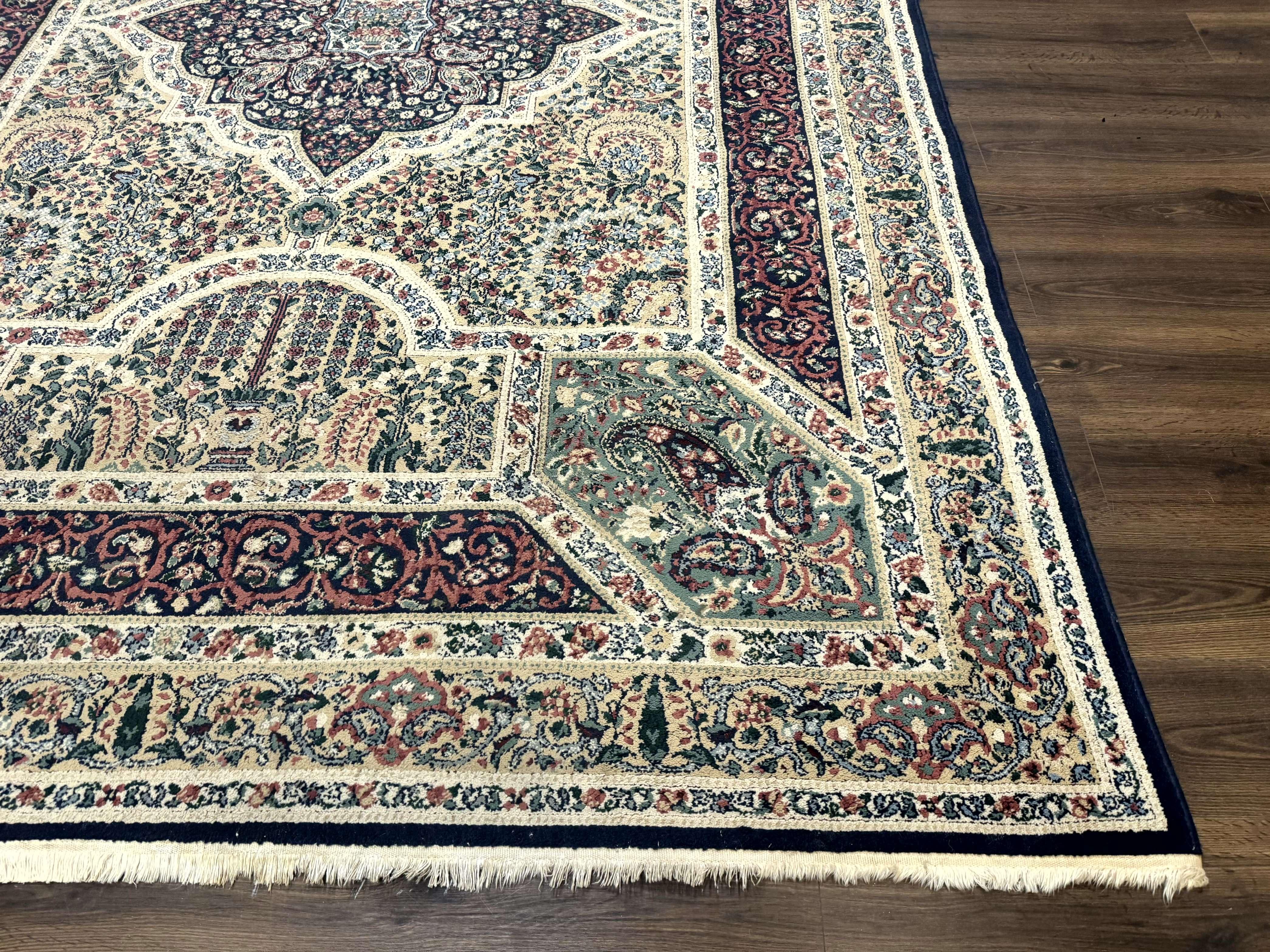 Persian Rug 8x11, Belgium Power Loomed Rug, Kirman Lavar Floral Design, Vintage Rug - Jewel Rugs