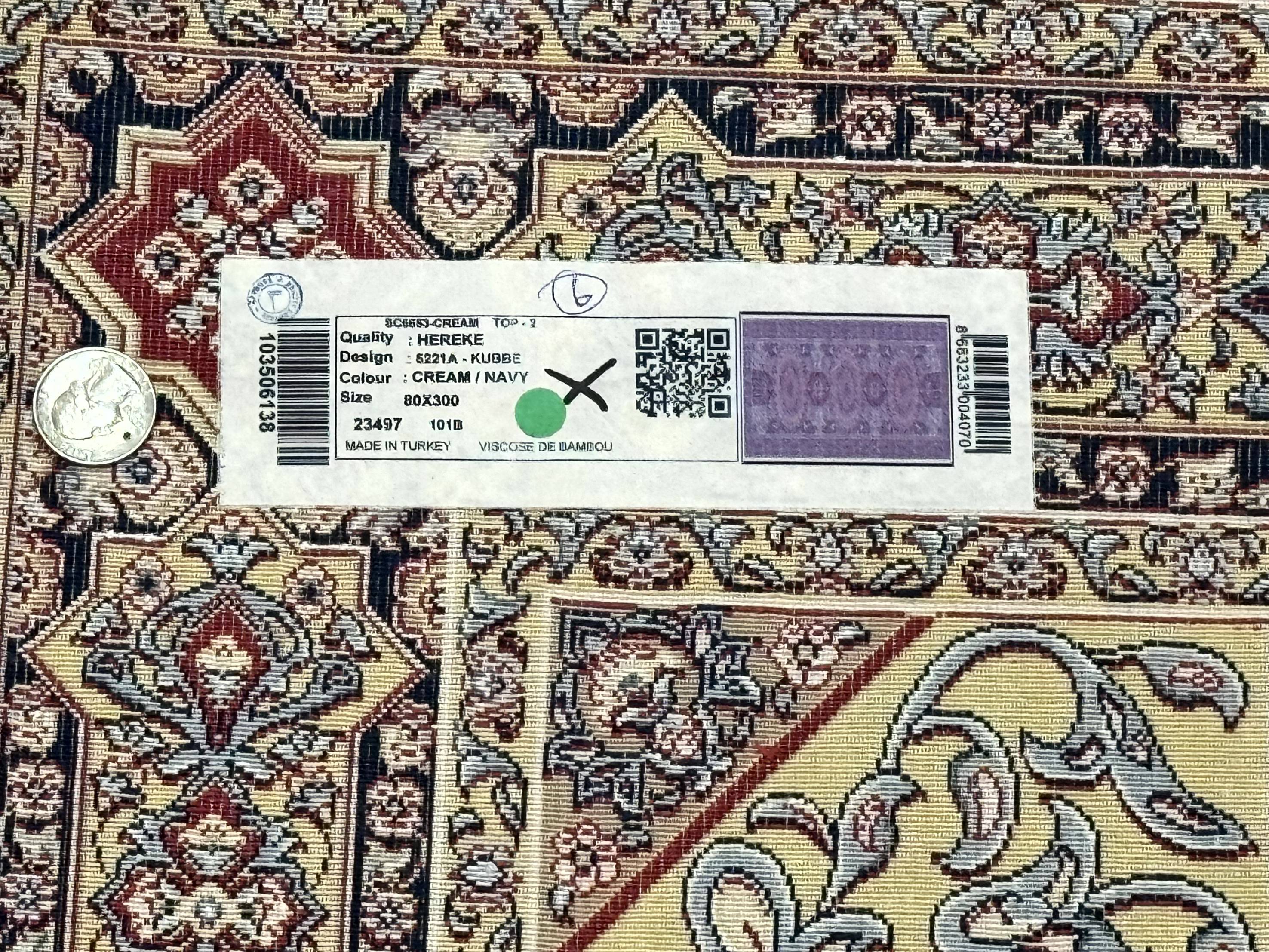 Turkish Silk Runner Rug 2.6 x 10, Dome Design, Hereke Runner, Bamboo Silk, New - Jewel Rugs