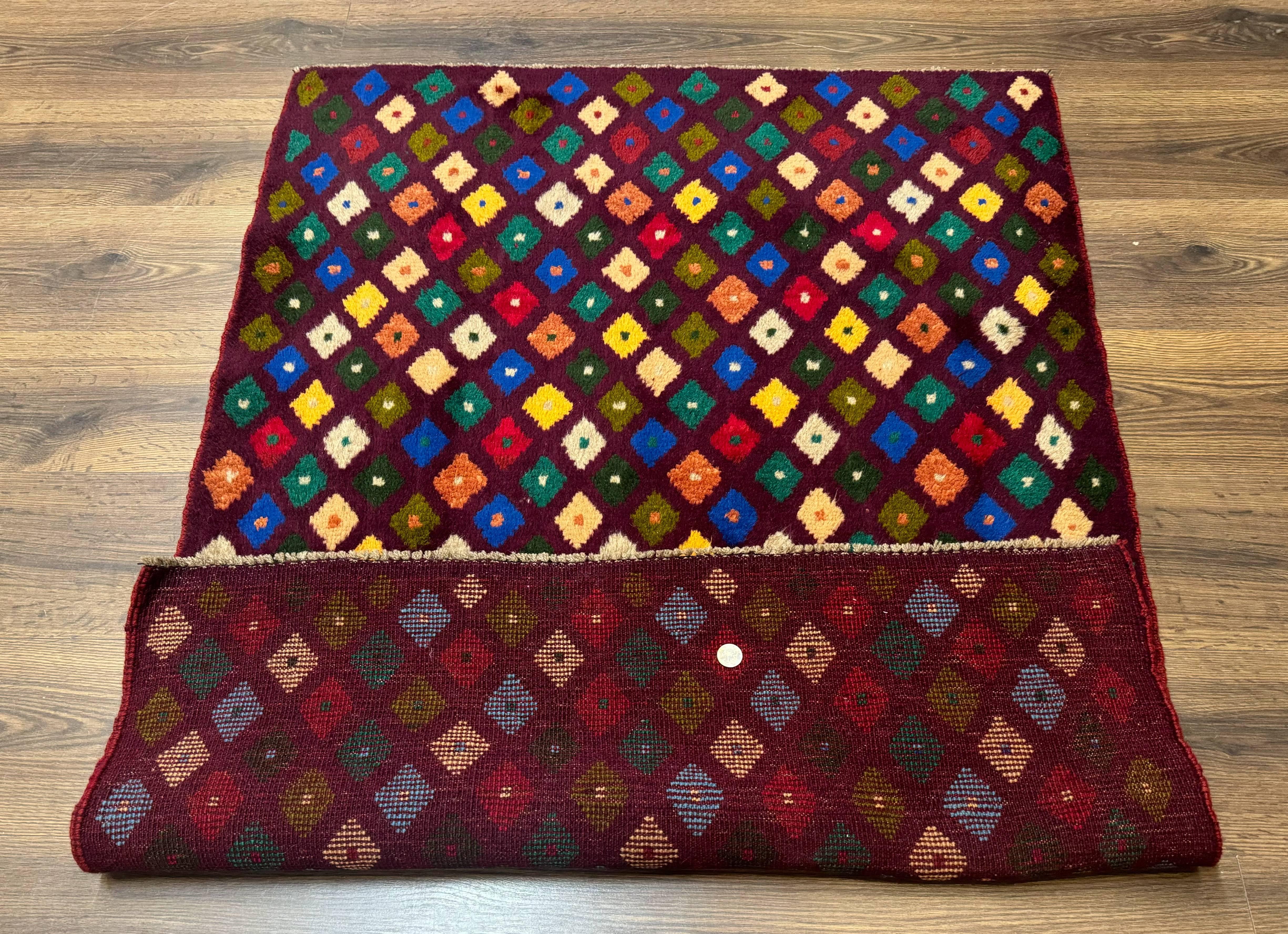 Balouch Rug 3x5, Afghan Rug, Purple-Maroon, Multicolor, Tribal Rug - Jewel Rugs