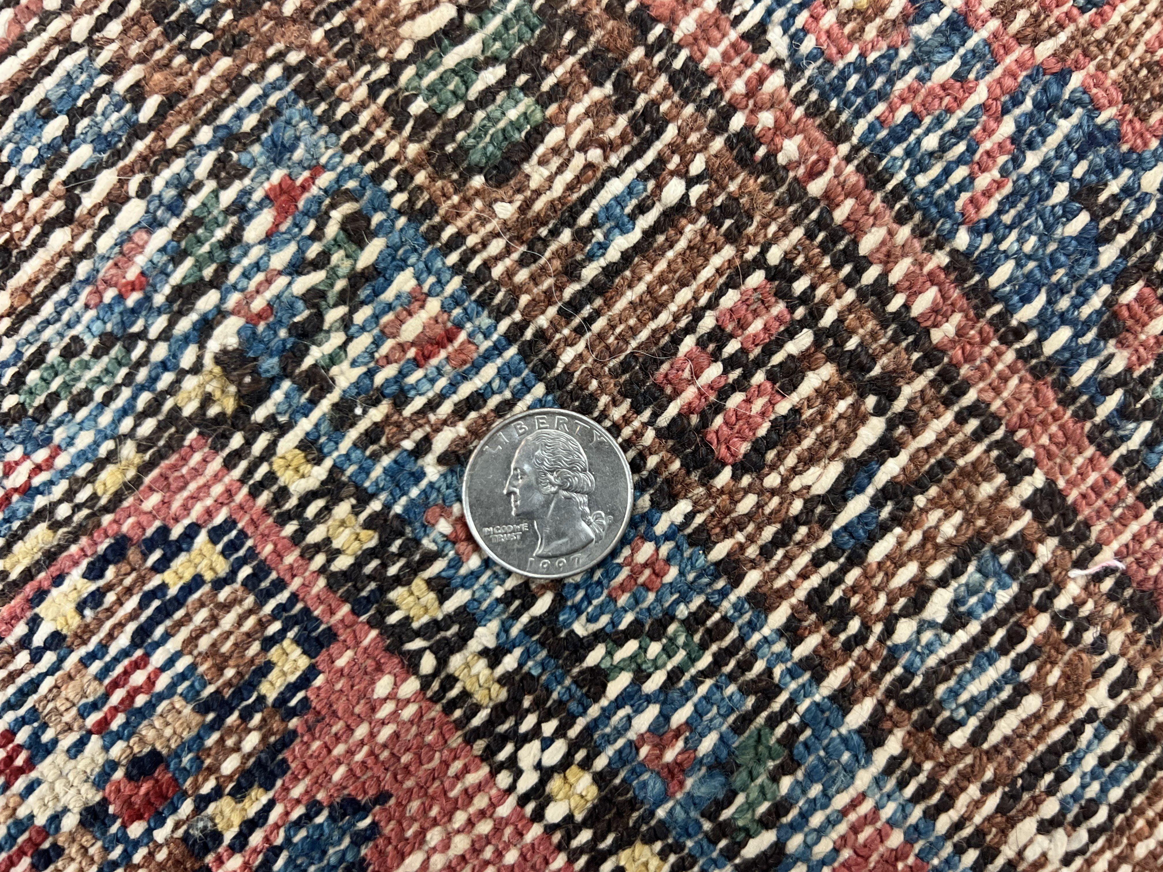 Antique Persian Tribal Rug 5x7, Navy Blue & Pink, Hand Knotted Handmade 1920s Wool Rug, Allover Pattern, Persian Hamadan Rug - Jewel Rugs