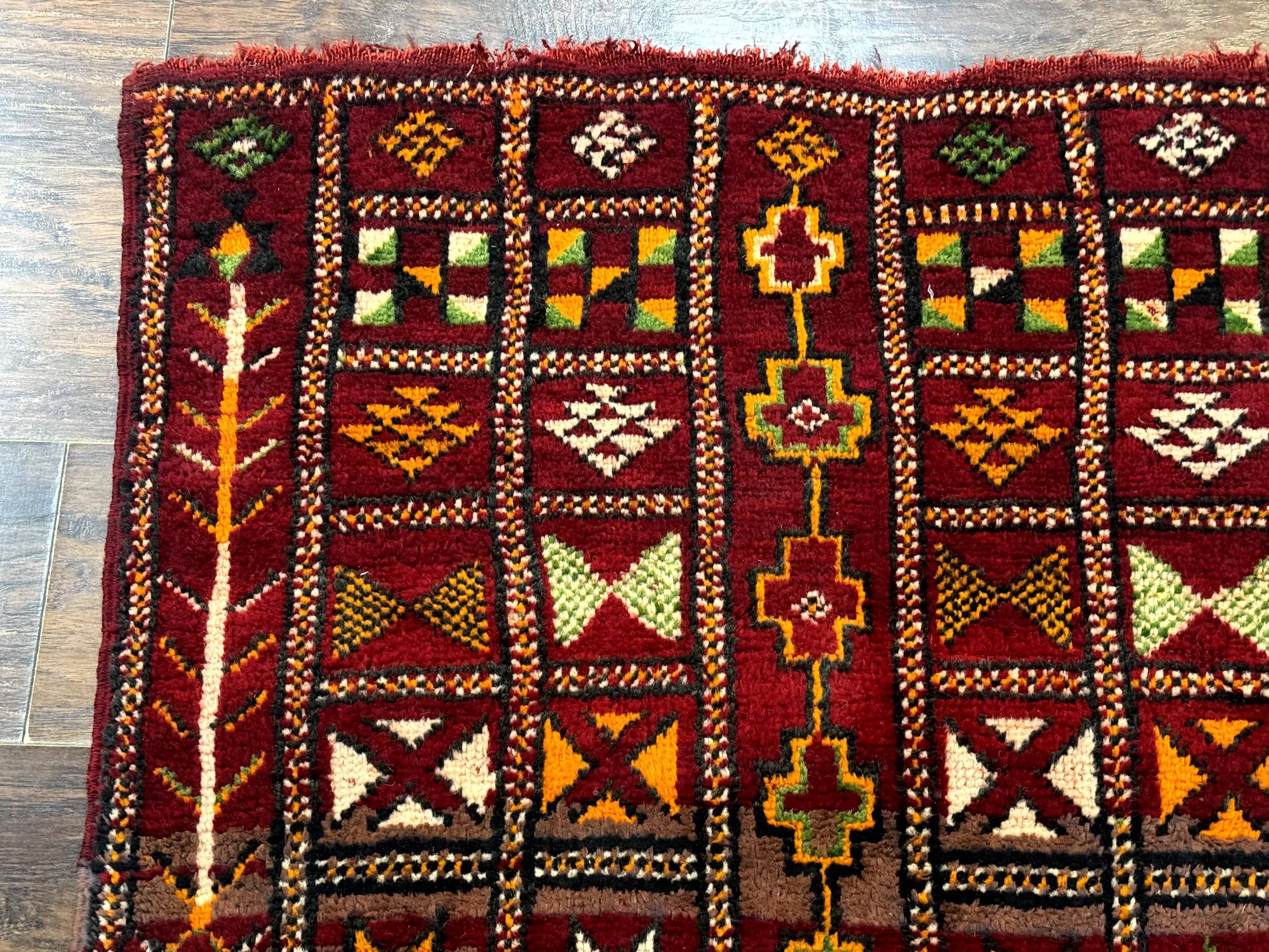 Moroccan Berber Tribal Rug 3x5, Geometric Area Rug, Red Orange Brown - Jewel Rugs