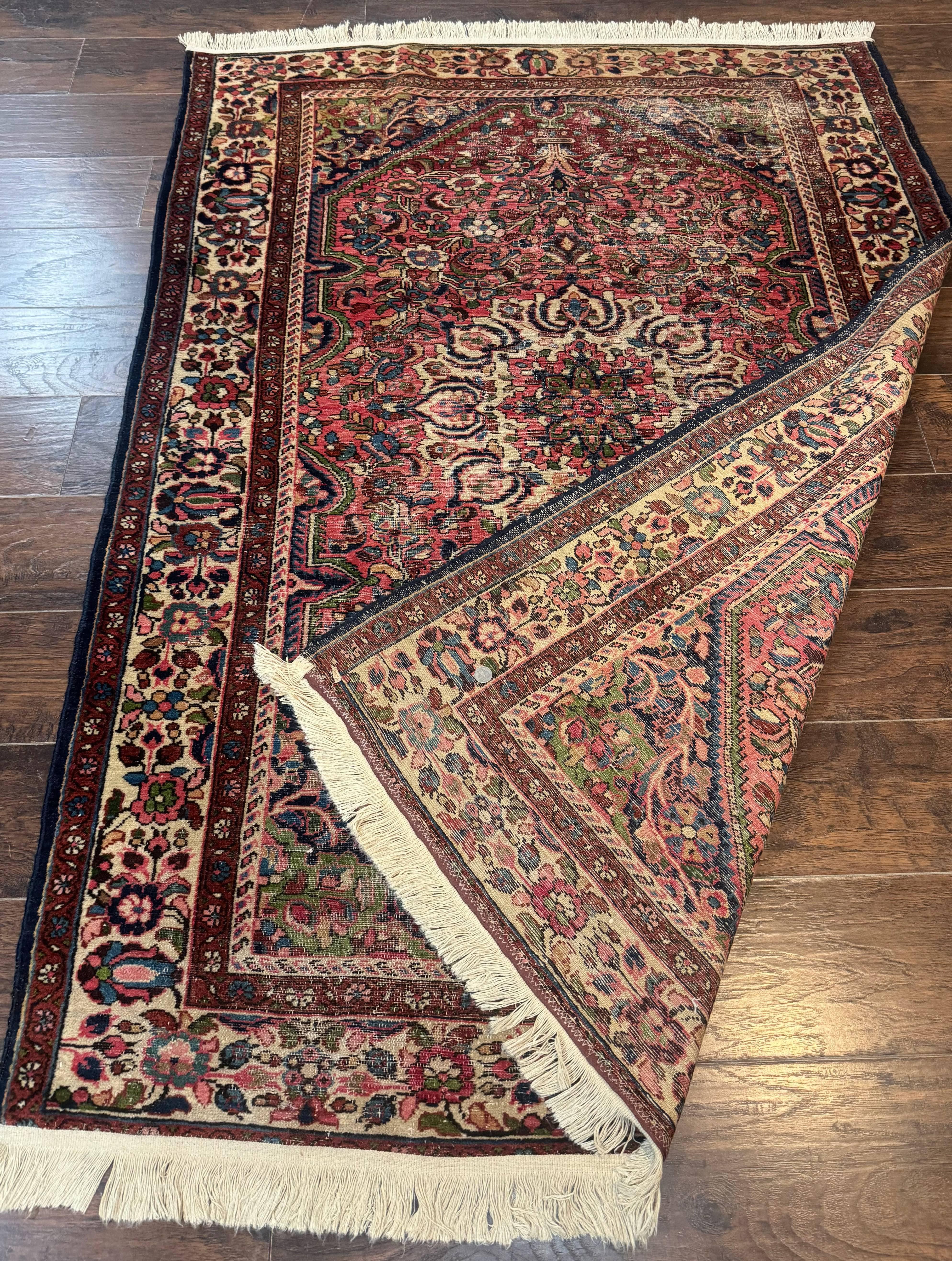 Antique Persian Malayer Rug 4'7" x 6'6" – 1920s Tribal Red Wool Carpet - Jewel Rugs