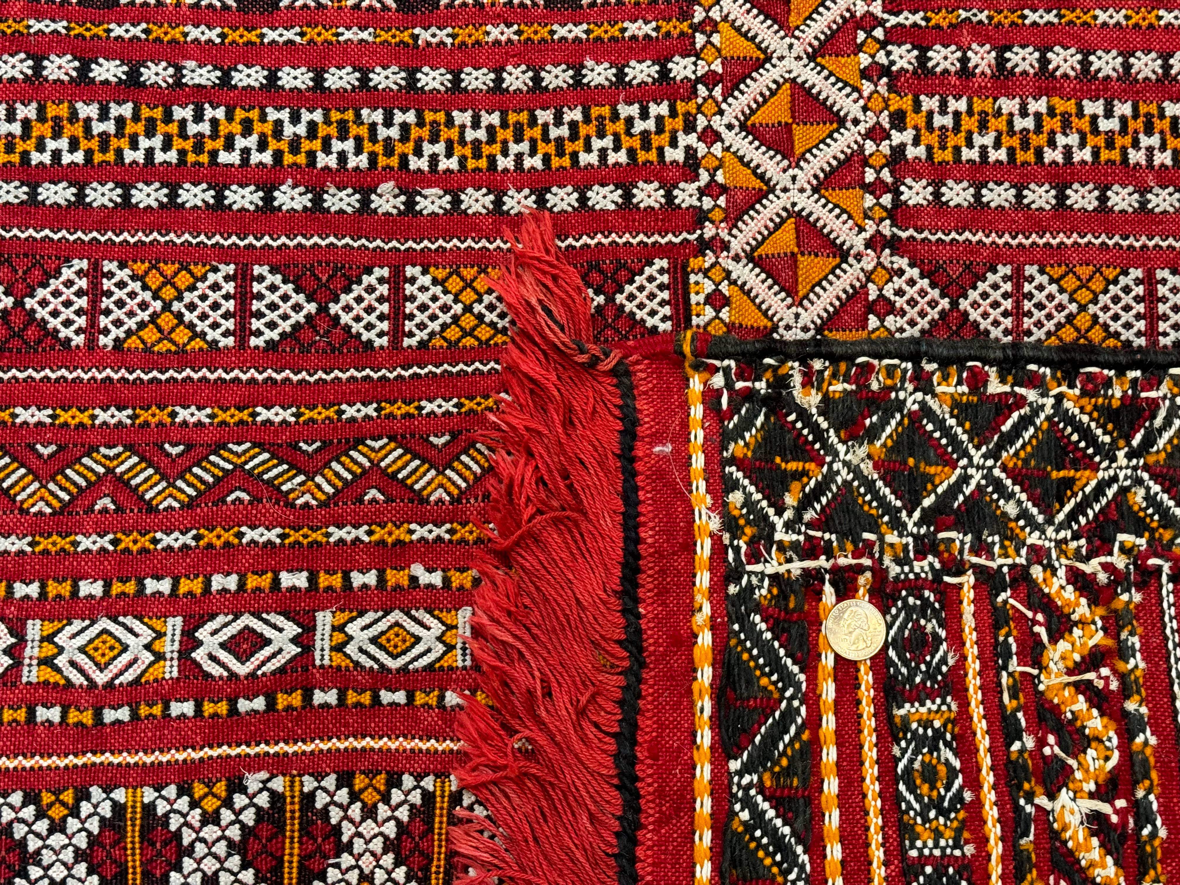 Moroccan Kilim Rug 4x8, Flatweave, Bohemian, Red Ivory Orange - Jewel Rugs