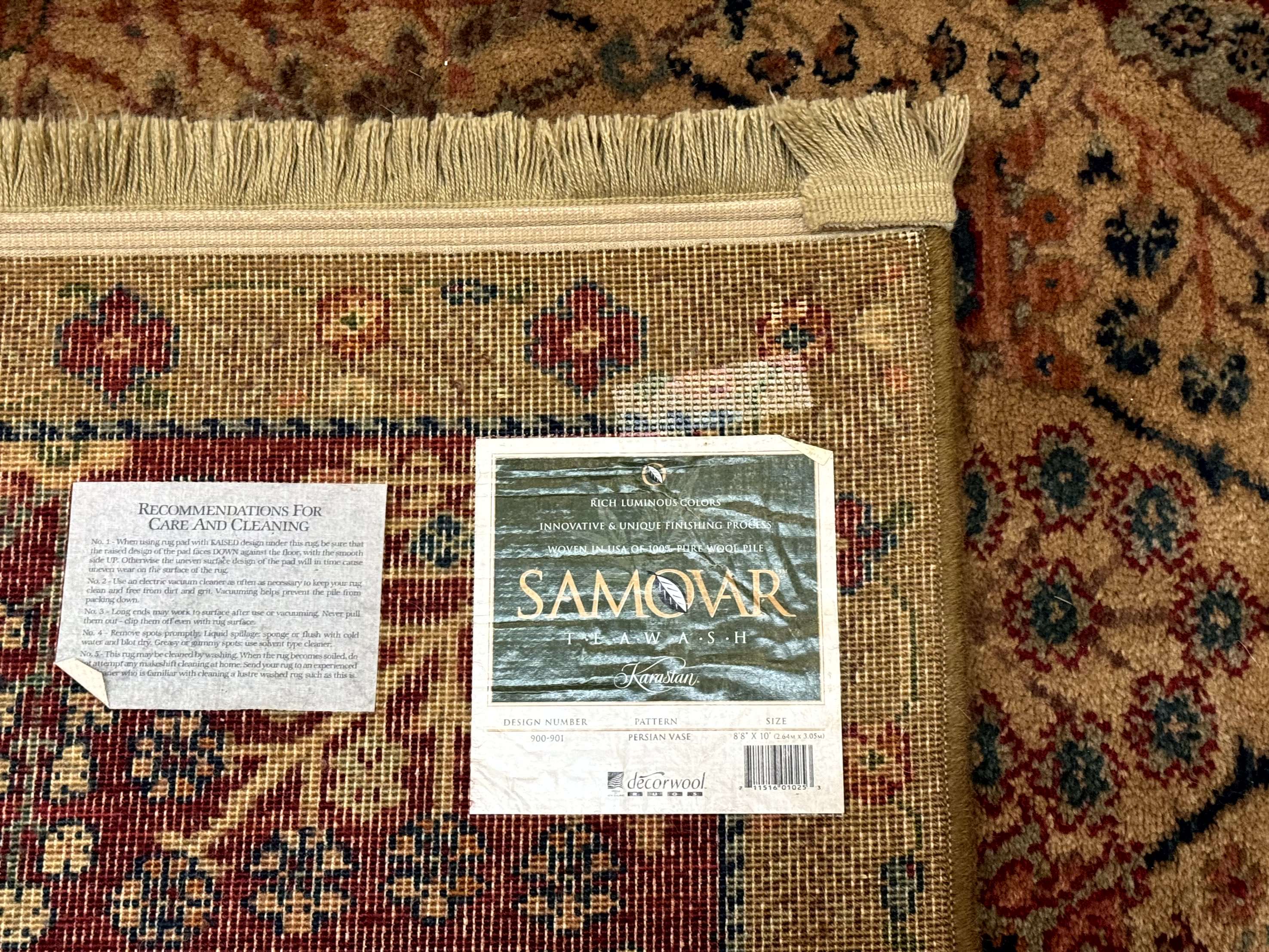 Karastan Rug 8.8 x 10 Samavar Teawash Persian Vase #900 - 901, Wool Vintage Discontinued - Jewel Rugs