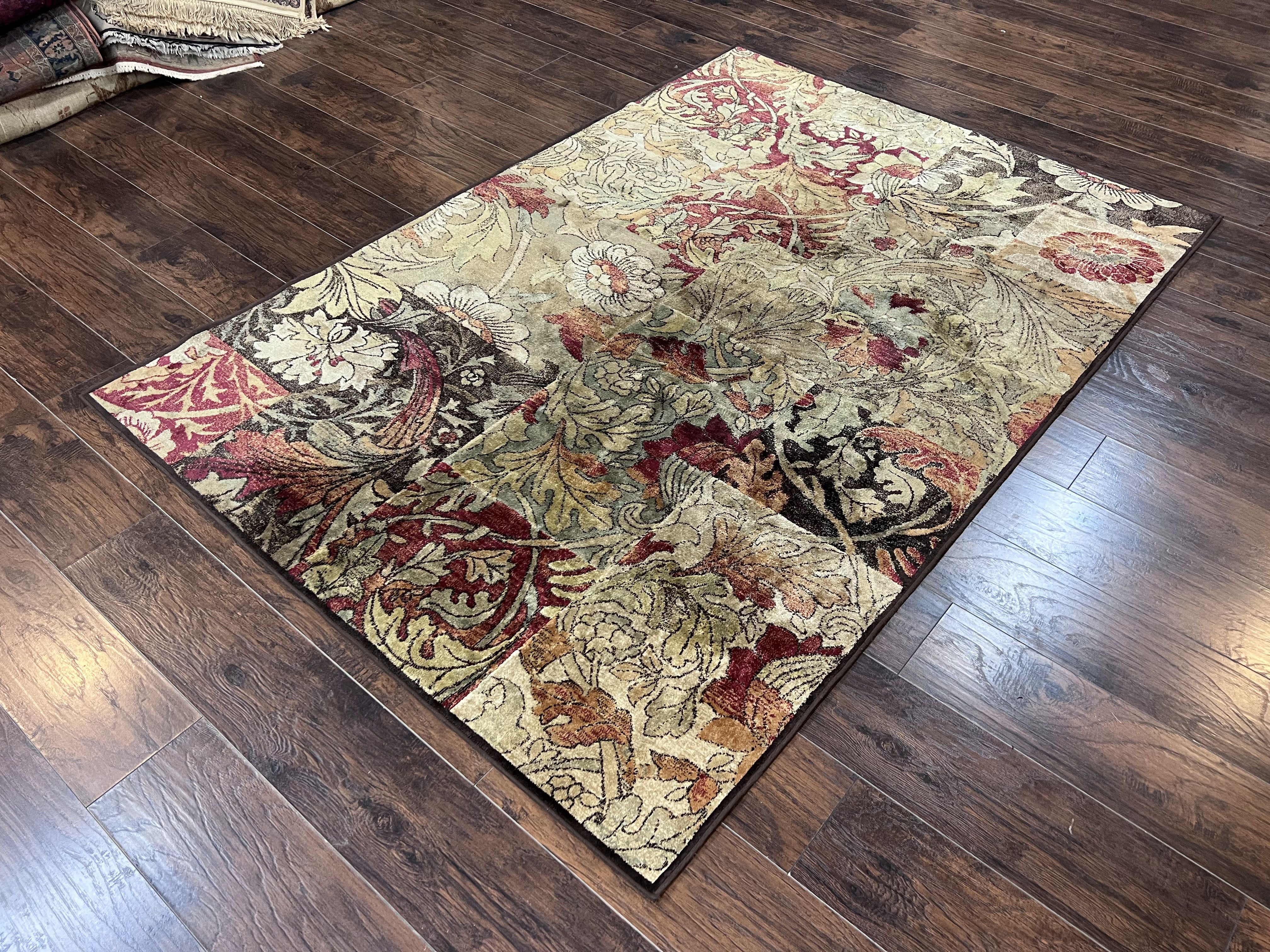 Modern Abstract Area Rug 5x7, Floral Design, Contemporary Carpet 5 x 7, Multicolor - Jewel Rugs