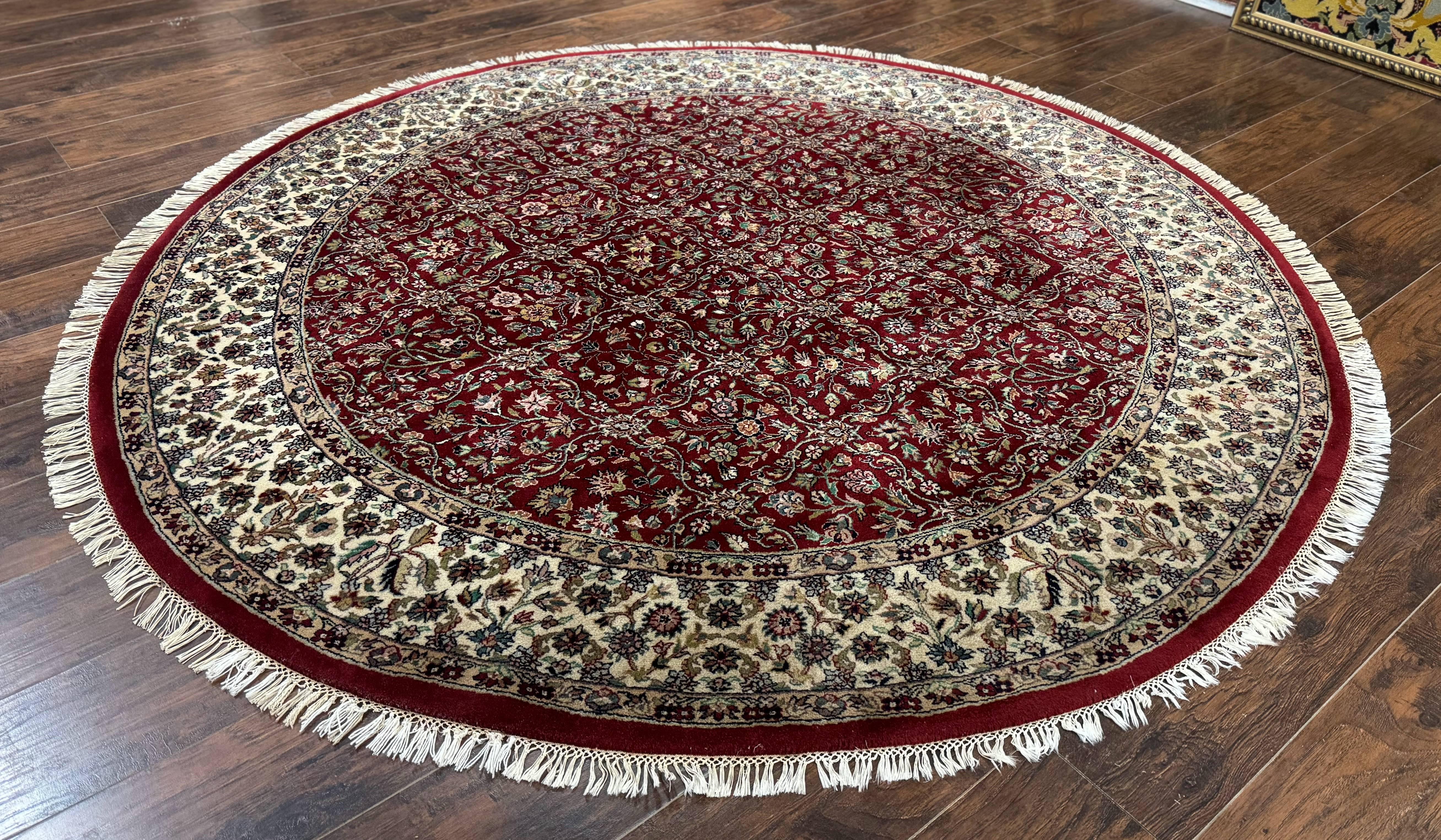 Indo Persian Round Rug 7x7, Wool, Vintage, Handmade, Large Round Oriental Carpet - Jewel Rugs