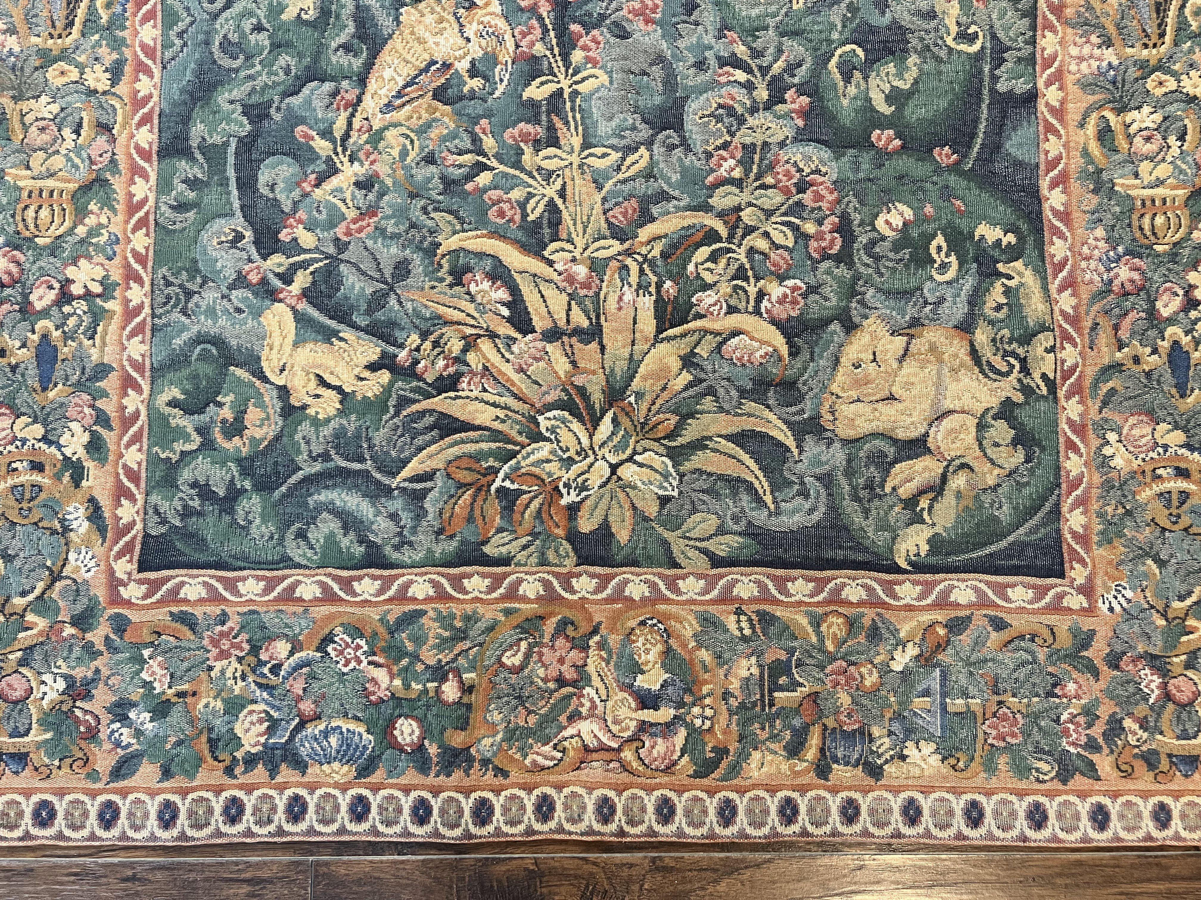 Vintage Tapestry 4x5 ft, Birds & Musicians, Animal Pictorials - Jewel Rugs