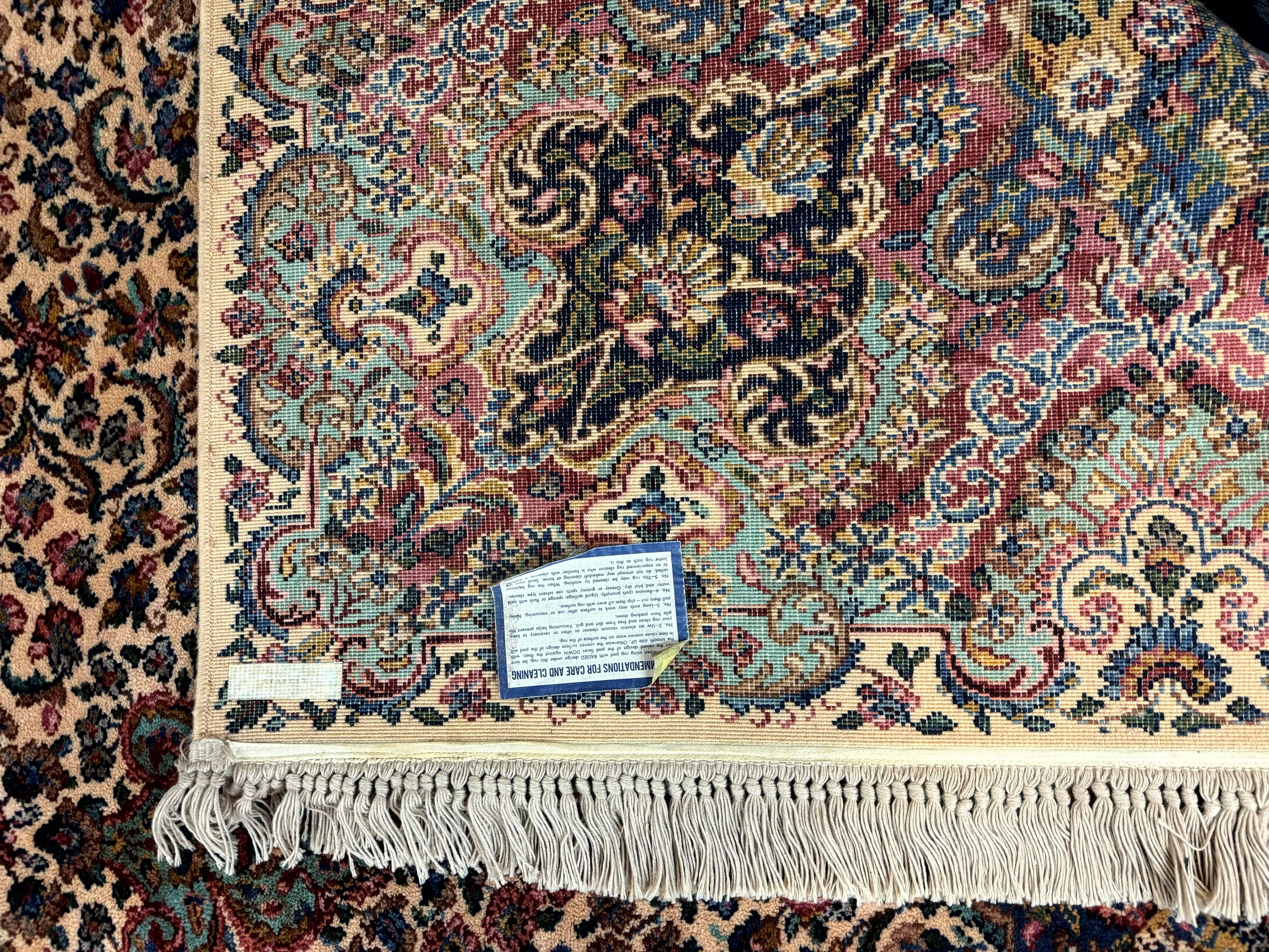 Karastan Ivory Kirman Rug 8.8 x 10.6, Karastan Floral Kirman #759, Wool Karastan Carpet #742, Vintage Original Karastan Rug Rare - Jewel Rugs