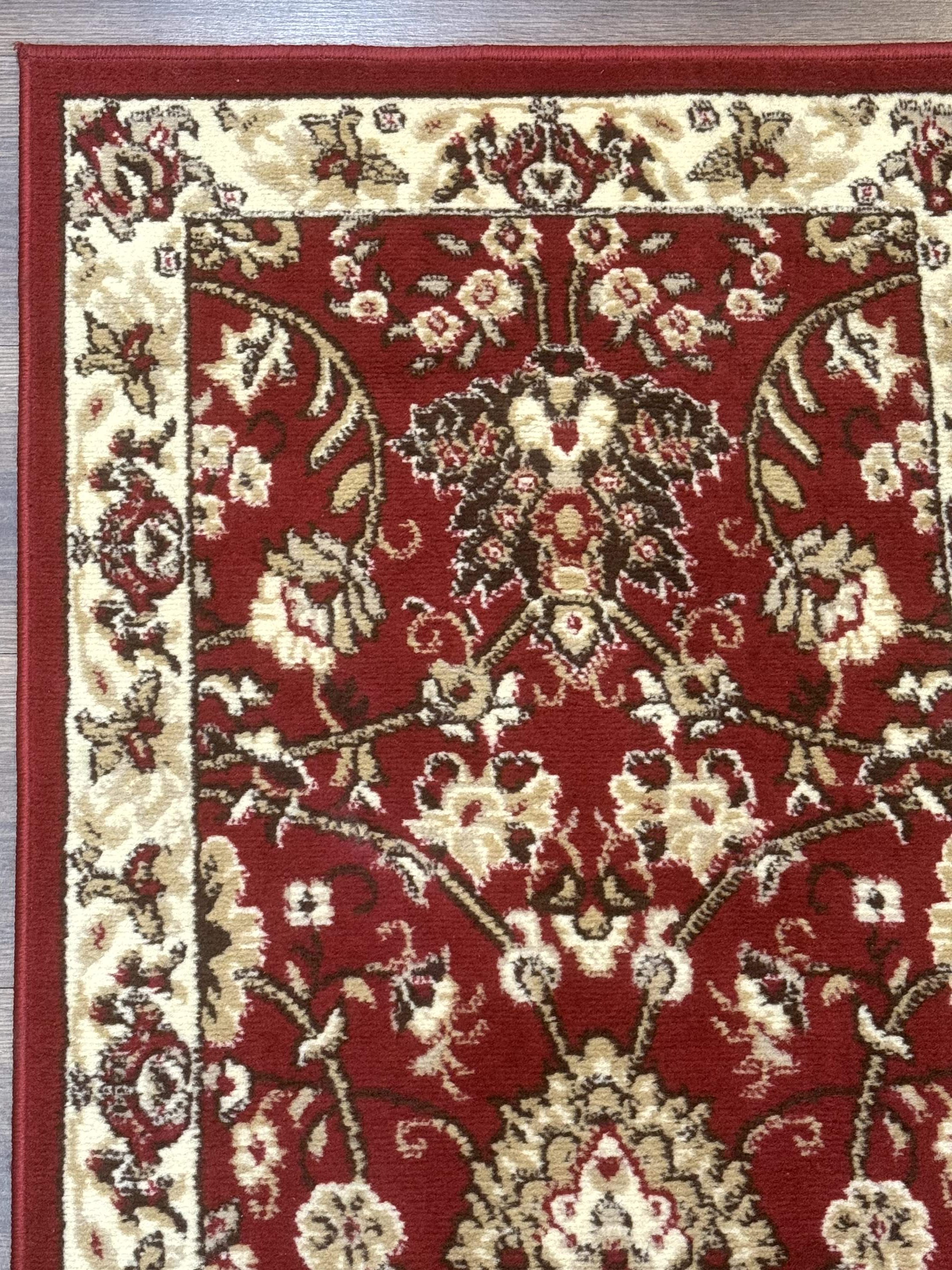 Oriental Runner Rug 2 x 8, Red and Ivory, Floral, 8ft Runner for Hallway - Jewel Rugs