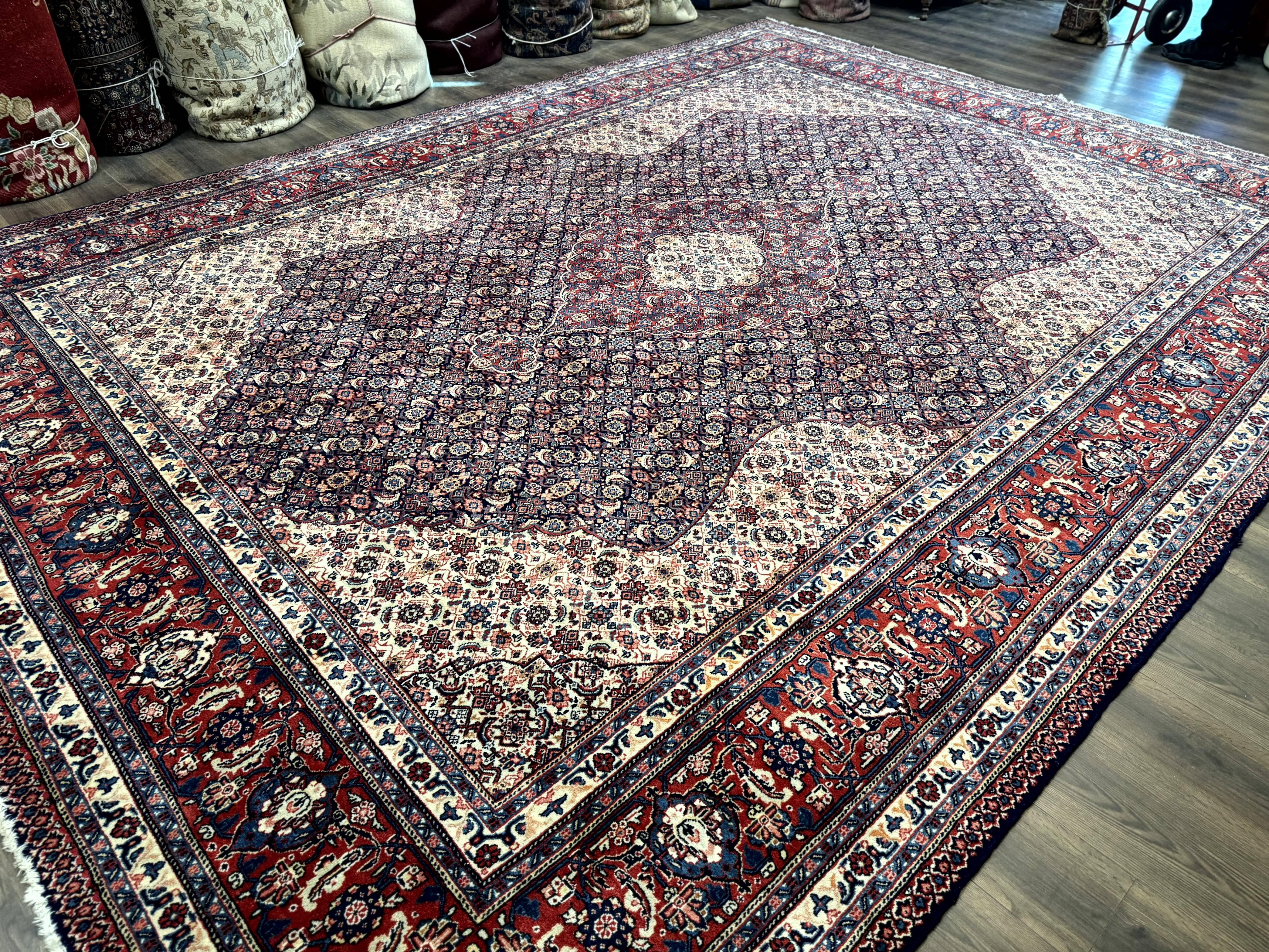Persian Tabriz Rug 11x14 Navy Blue Herati Wool Carpet - Jewel Rugs