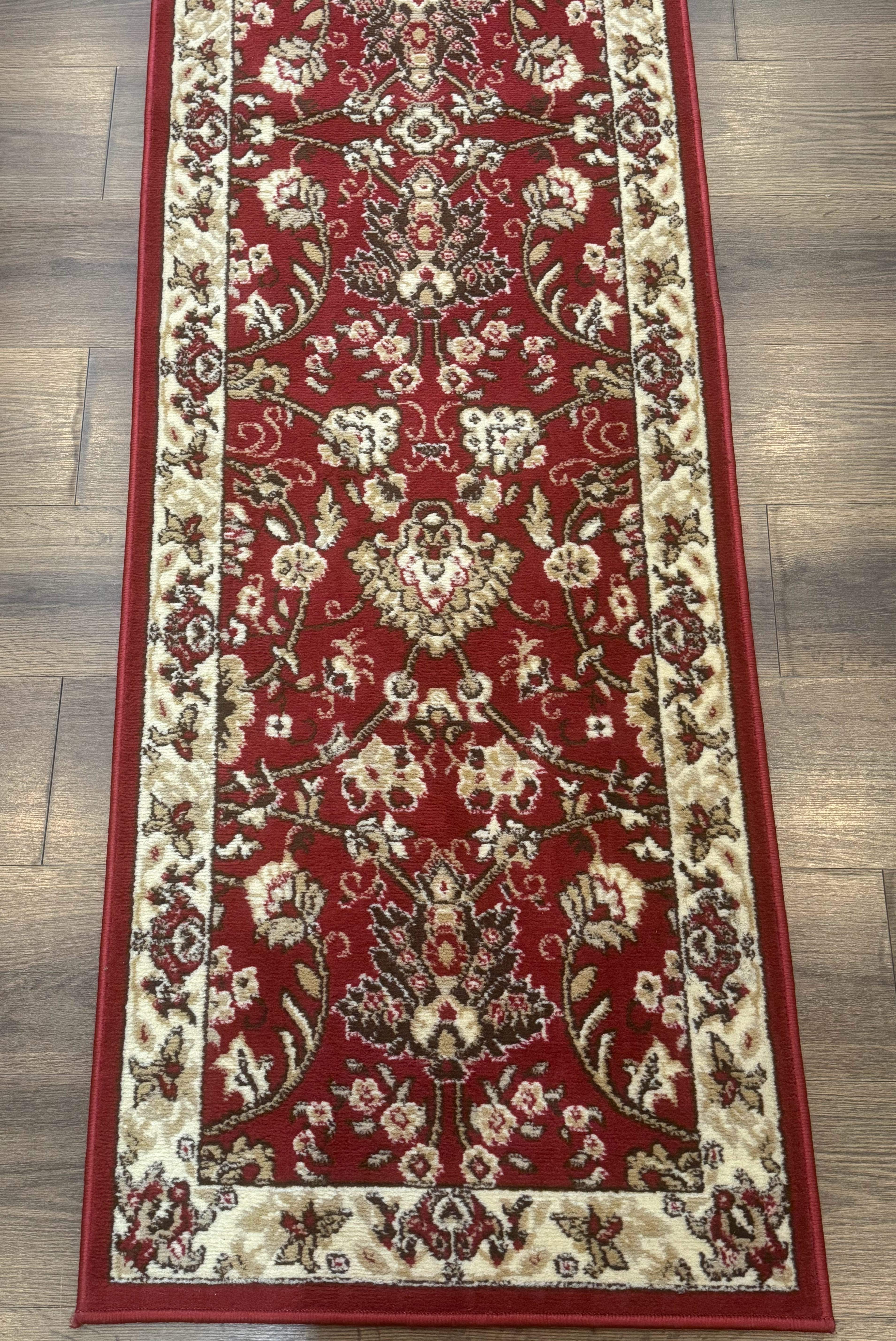 Oriental Runner Rug 2 x 8, Red and Ivory, Floral, 8ft Runner for Hallway - Jewel Rugs