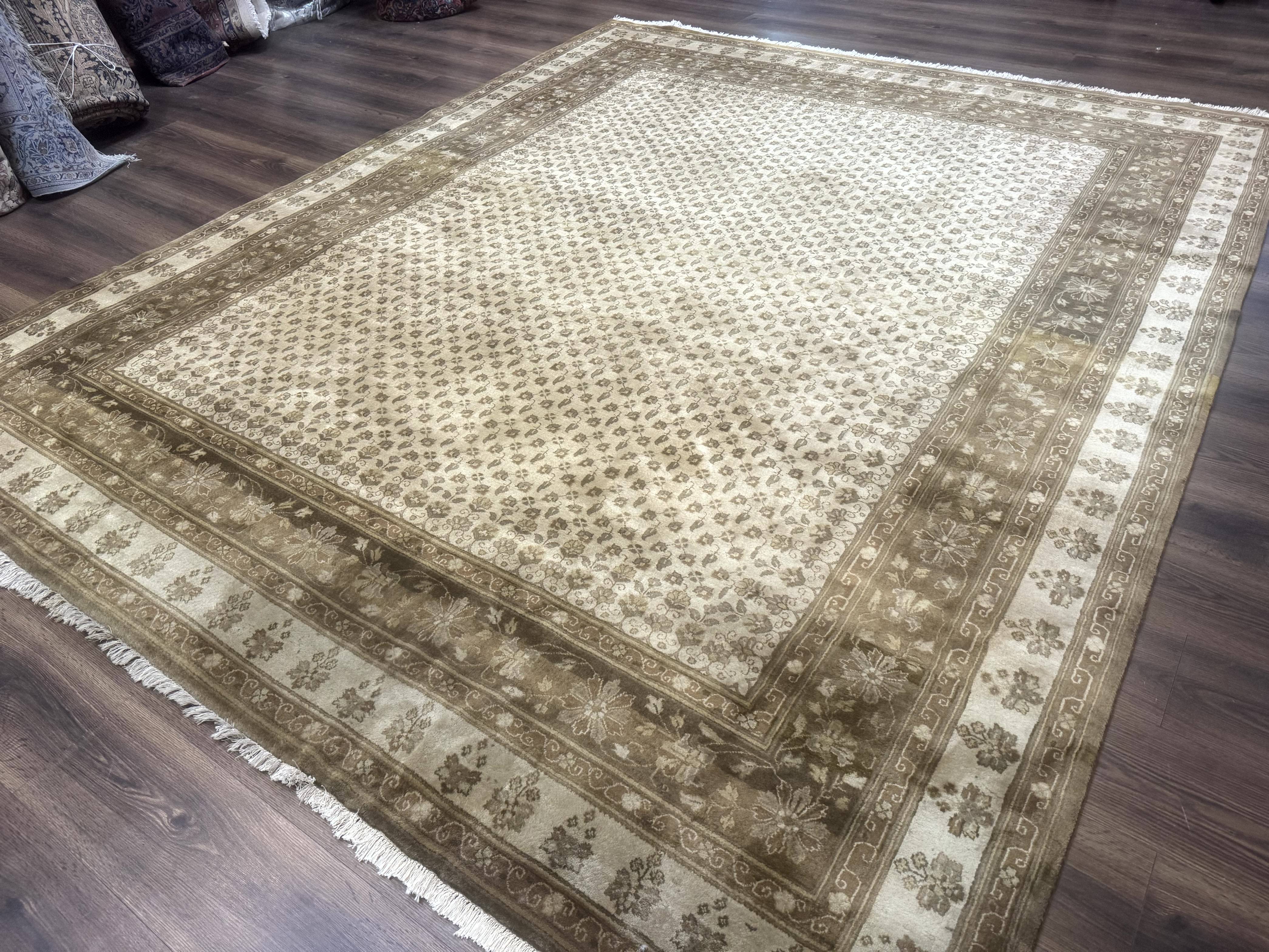 Indo Persian Rug, Allover Pattern, Beige, Wool Handmade Carpet - Jewel Rugs