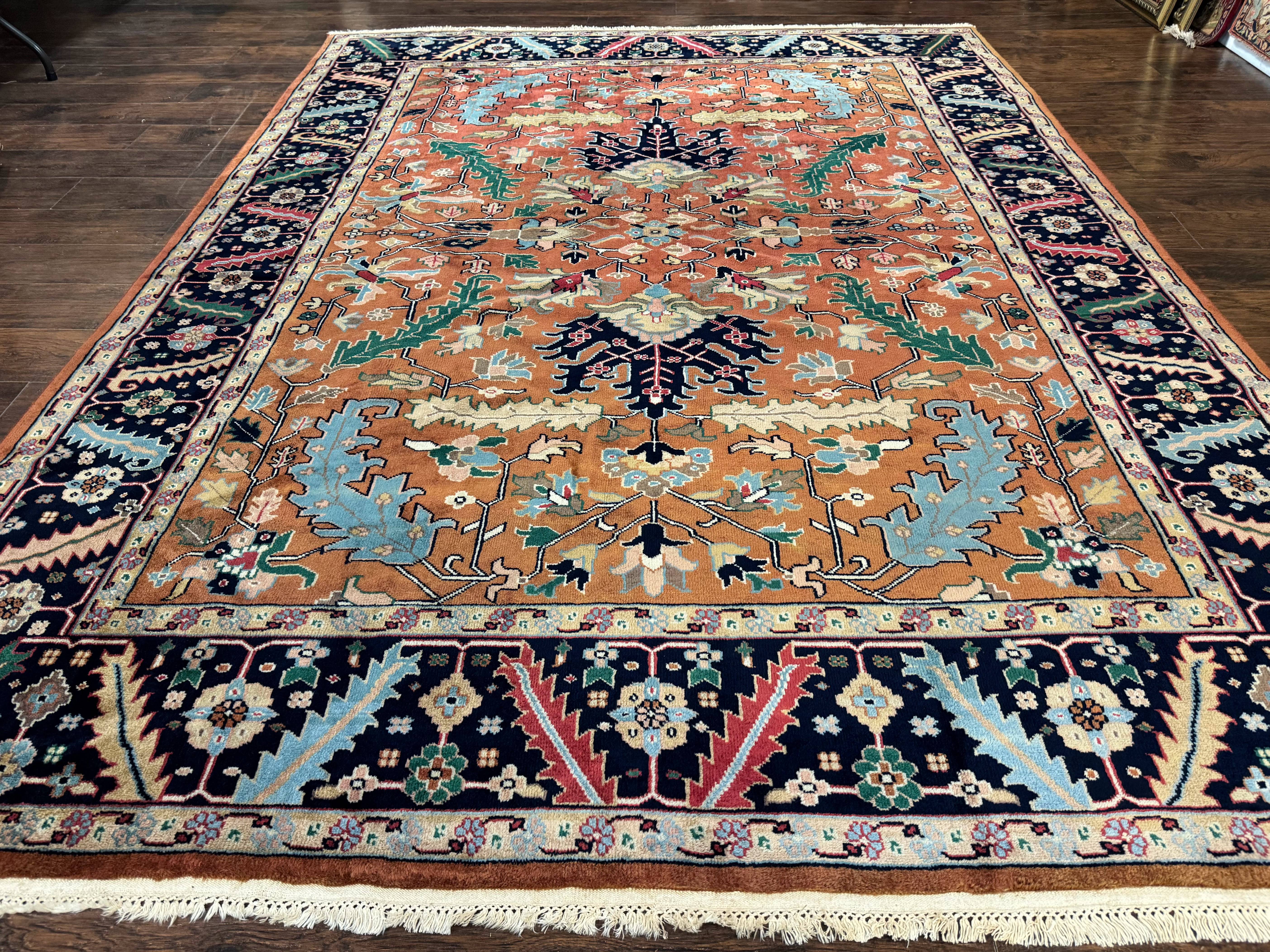 Indo Persian Heriz Rug 8x11, Allover Pattern, Geometric Design Rug, Serapi Rug, Vintage - Jewel Rugs