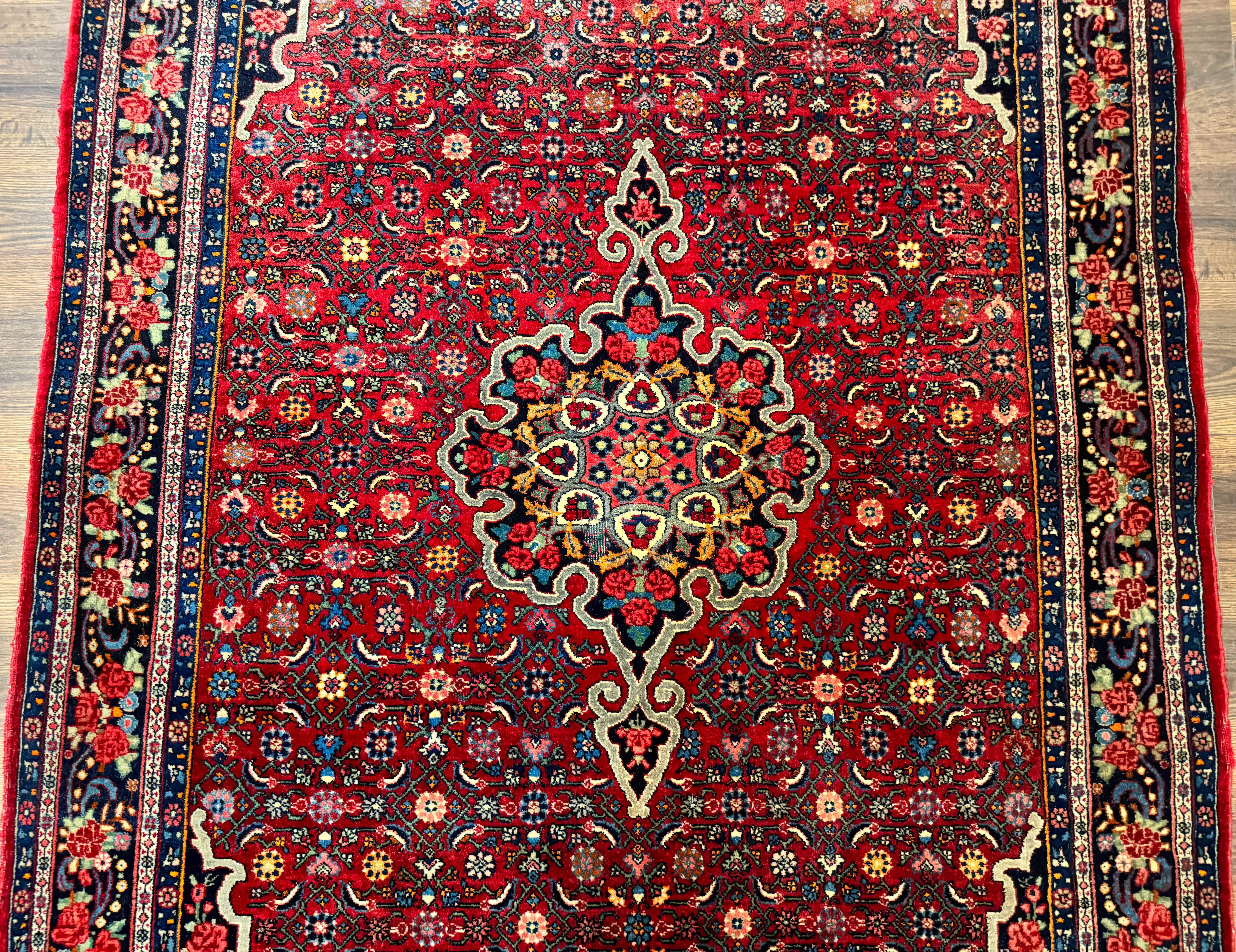 Antique Persian Rug 5x7, Red, Fine 260 KPSI, Bidjar Carpet - Jewel Rugs