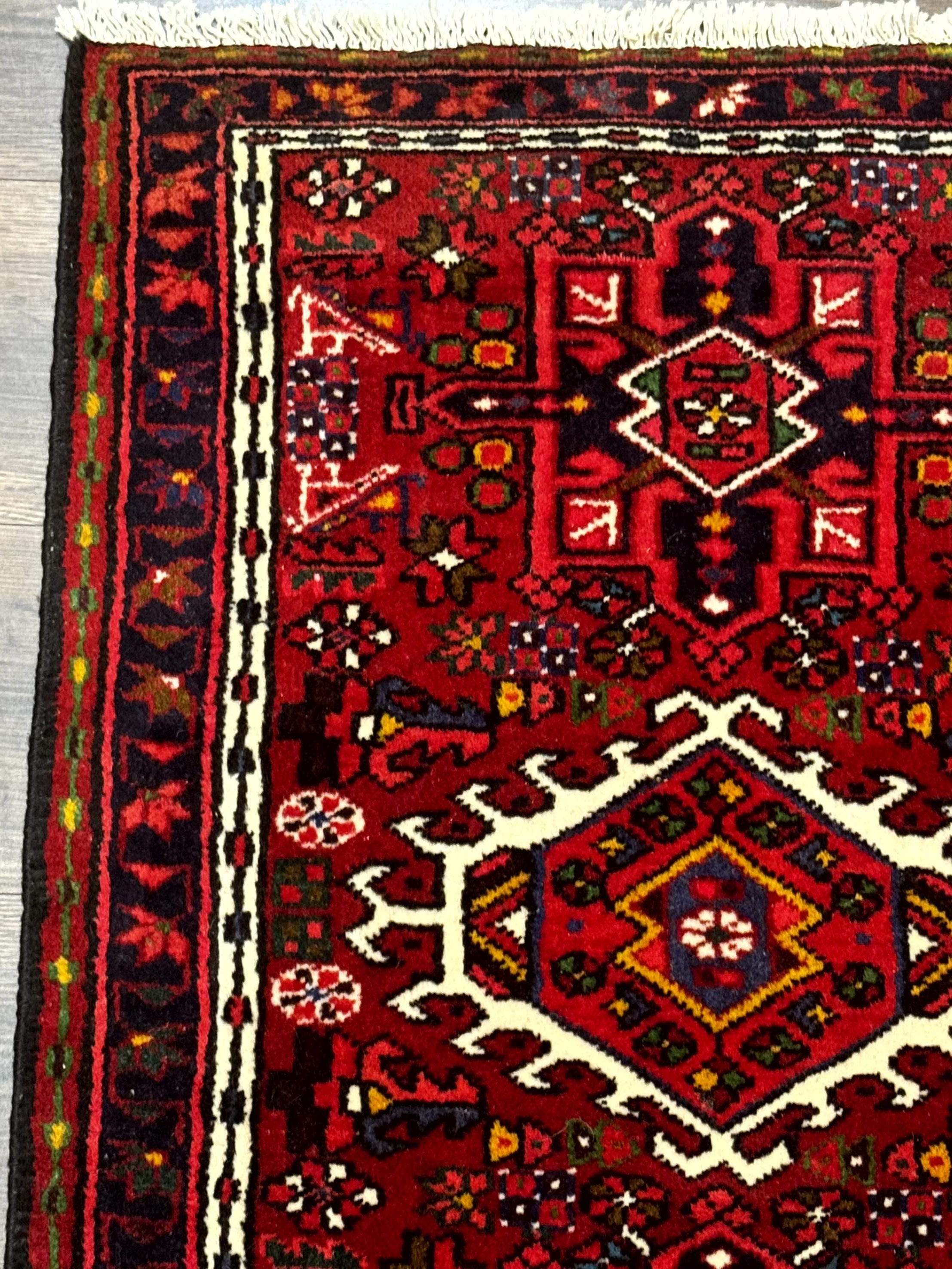 Persian Karajeh Runner Ruig 2 x 6.6, Tribal Runner, Red, Rustic, Short Runner, Geometric - Jewel Rugs