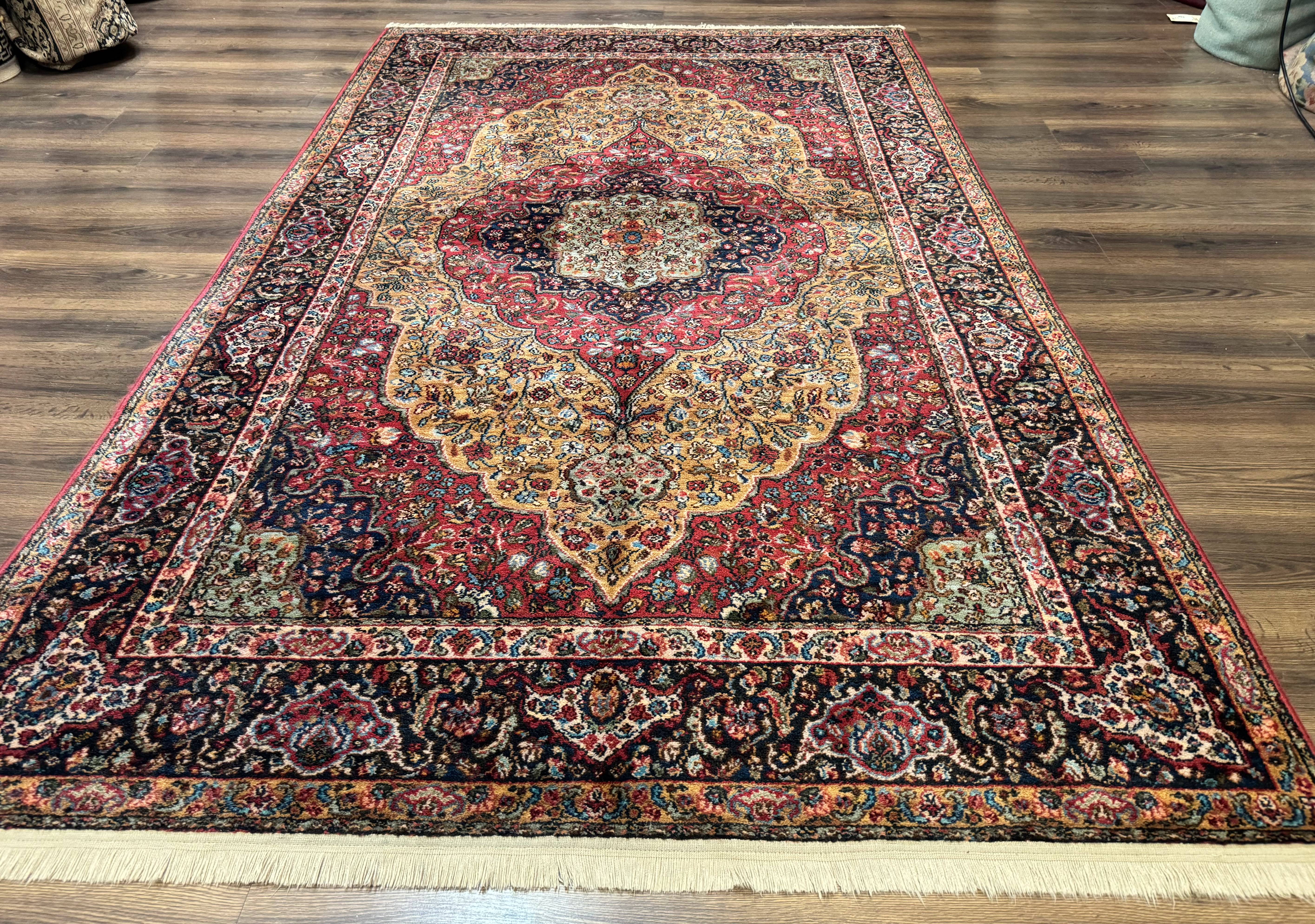 Karastan Rug 5.9 x 9 Medallion Kirman #700/718, Original 700 Series, Wool, Discontinued, Vintage - Jewel Rugs